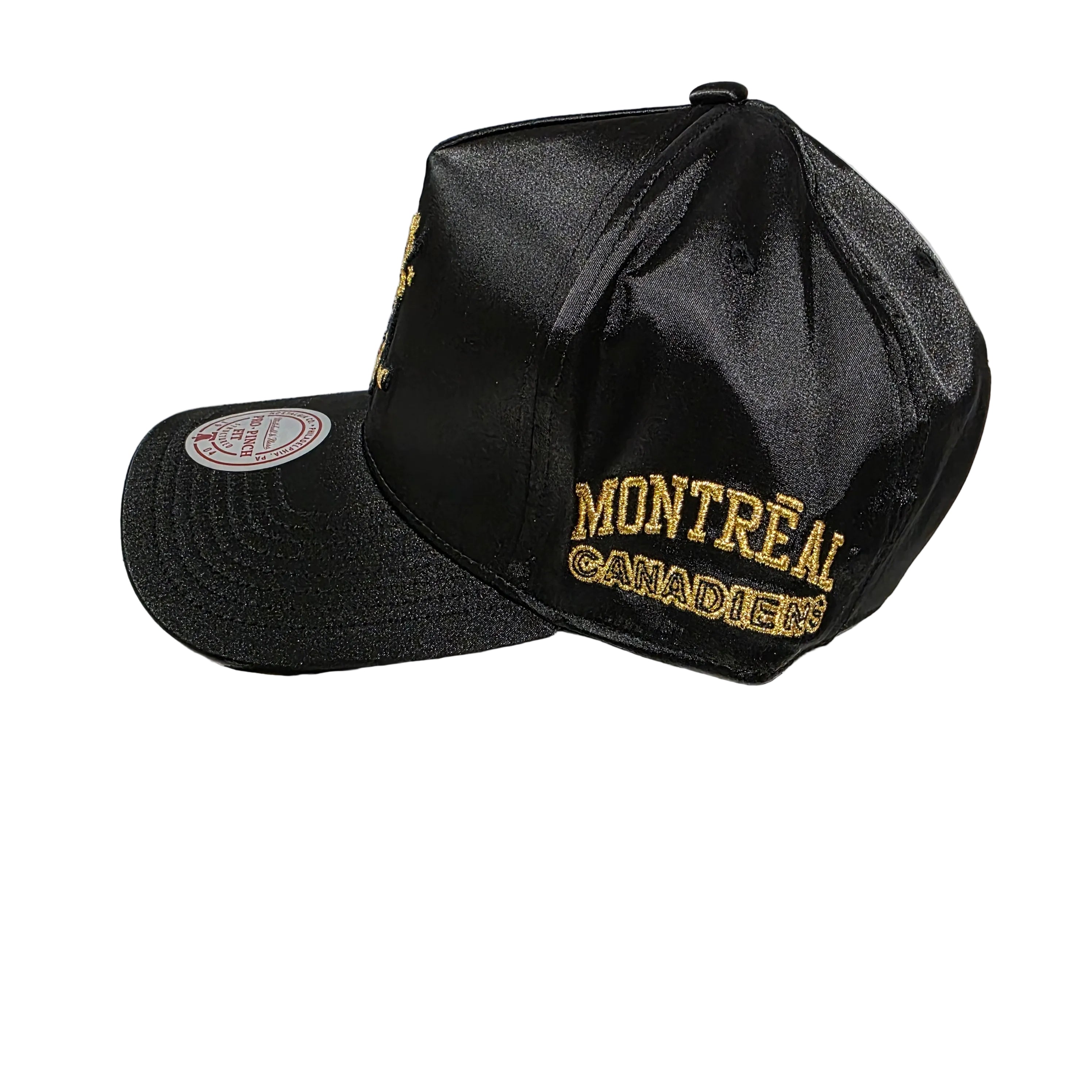 Montreal Canadiens Mitchell & Ness Men's Black Satin Golden Egg Pro Pinch Fit Snapback