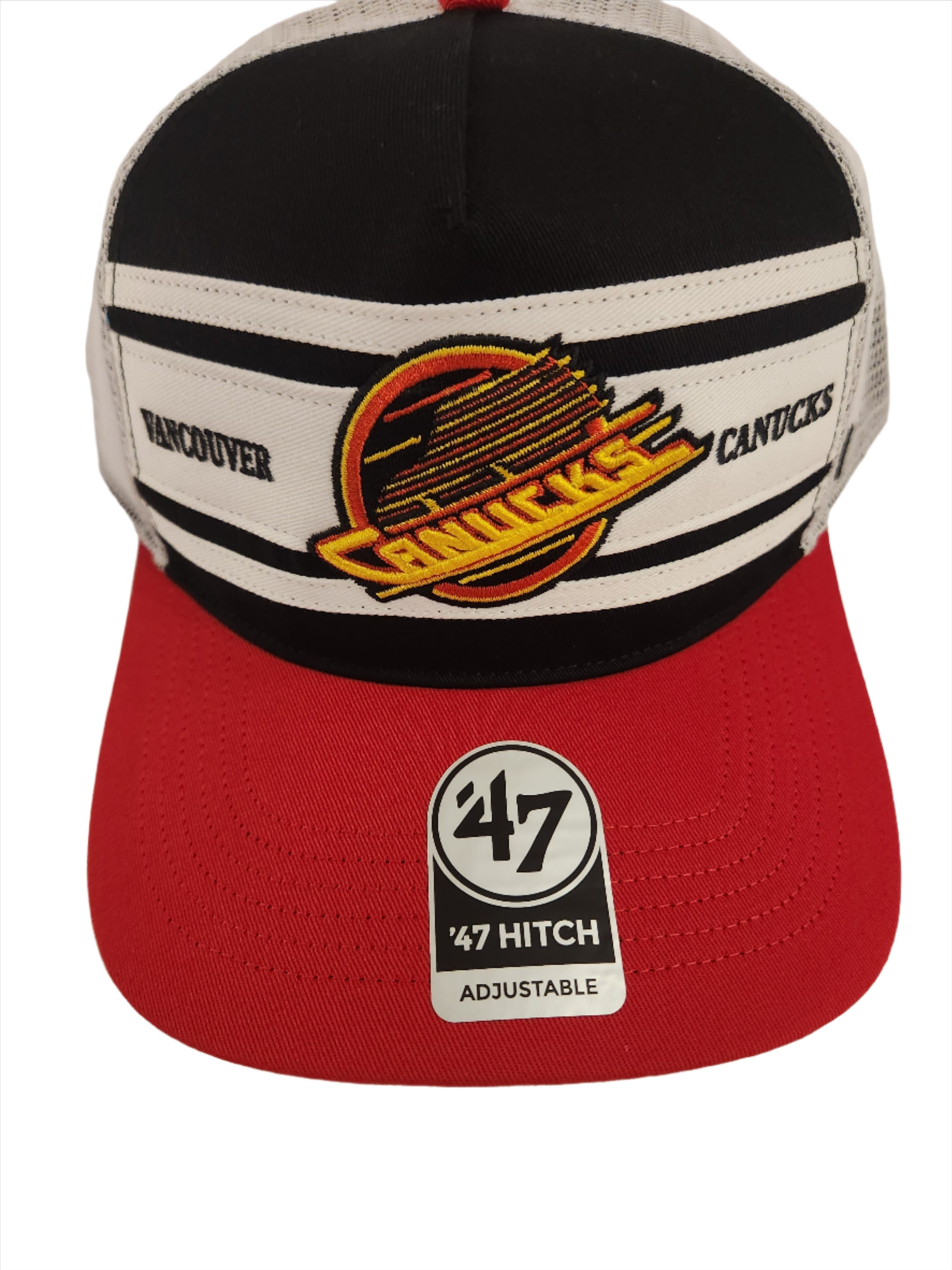 Vancouver Canucks NHL 47 Brand Men's Black Red Super Stripe Hitch Adjustable Hat