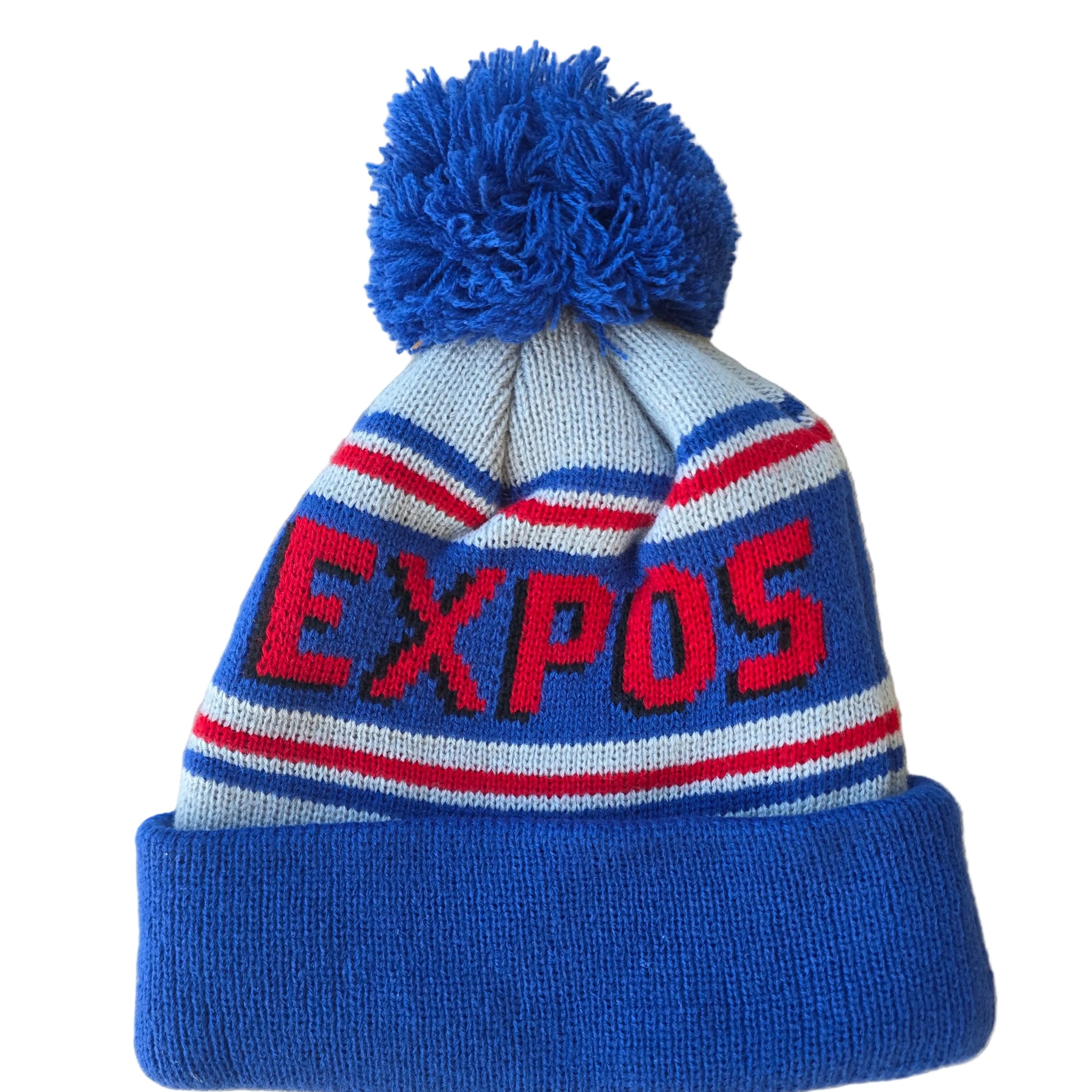 Montreal Expos MLB New Era Men's Royal Wordmark Knit Pom Hat