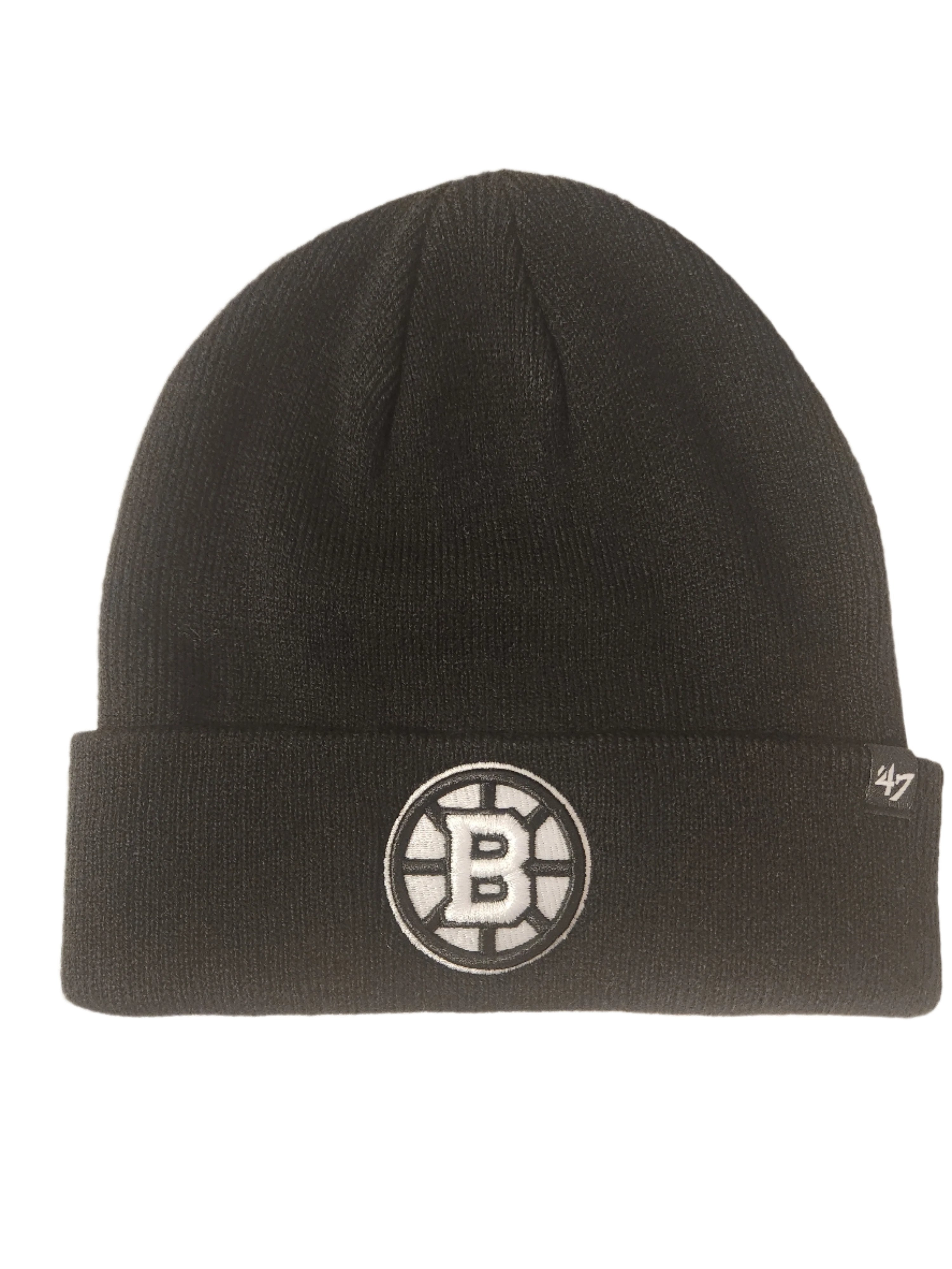 Boston Bruins NHL 47 Brand Men's Black Attitude Raised Cuff Knit Beanie