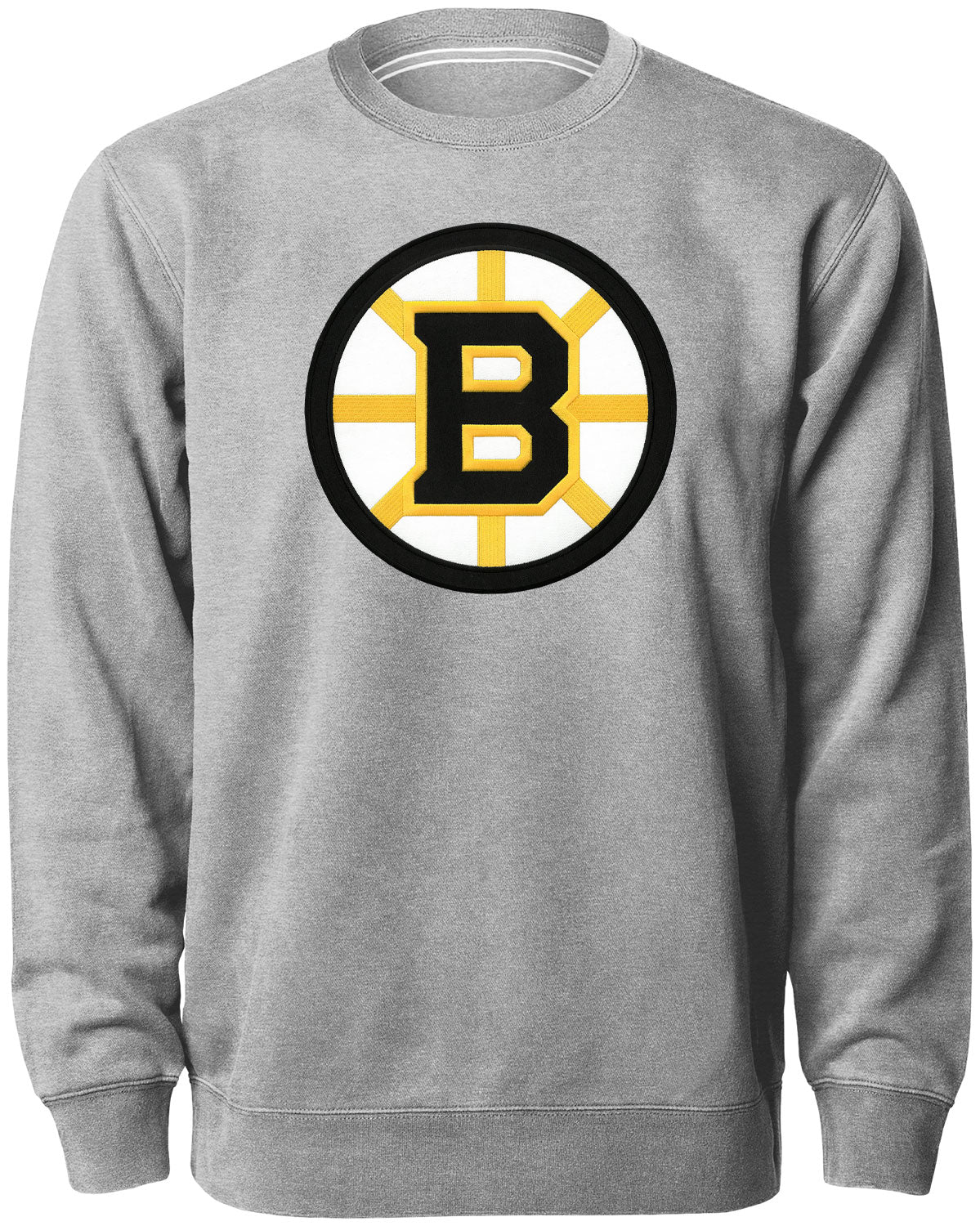 Chandail ras du cou Express avec logo en sergé gris athlétique pour hommes, Bulletin LNH des Bruins de Boston