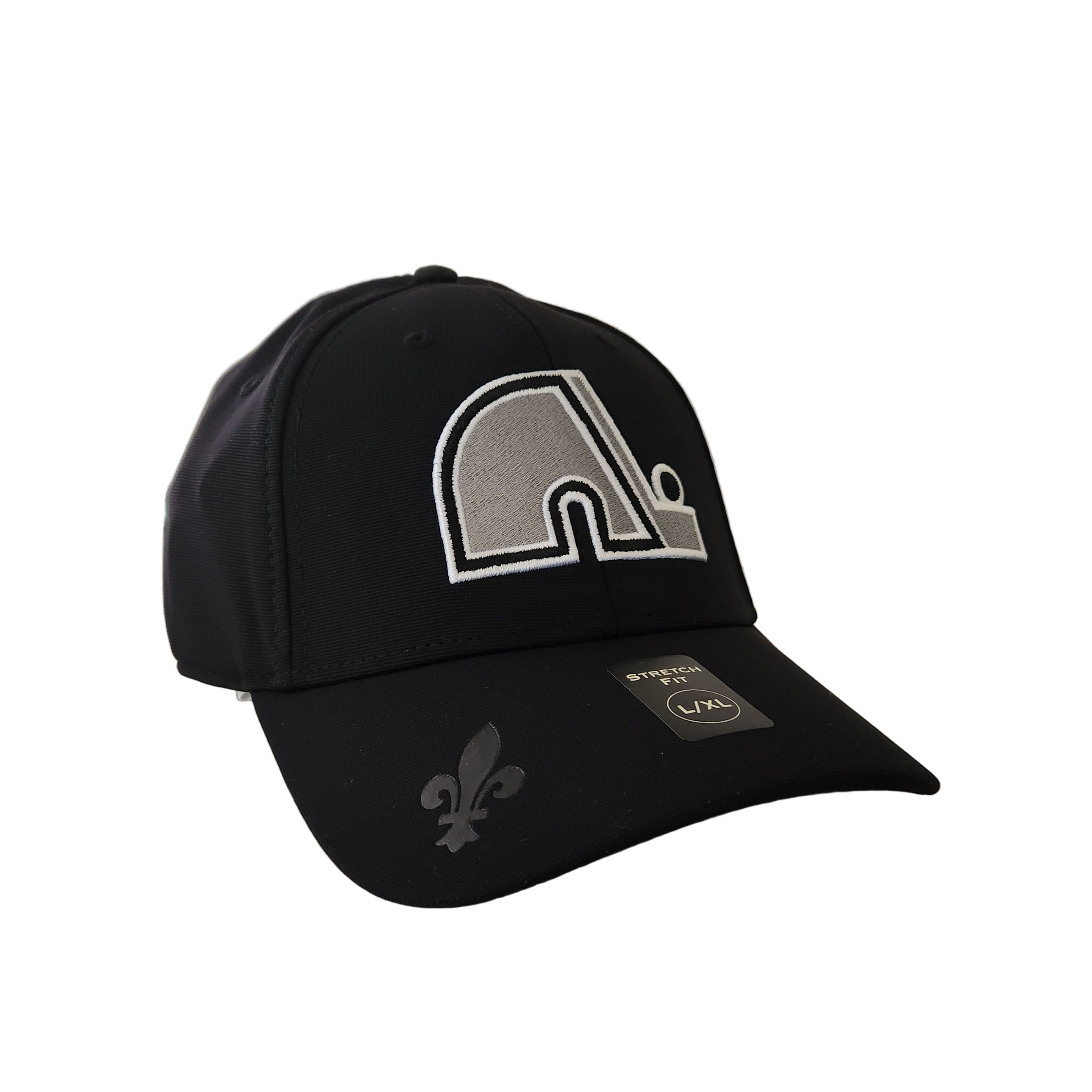 Quebec Nordiques NHL American Needle Men's Black Vintage Platinum E-Boss Stretch Fit Hat
