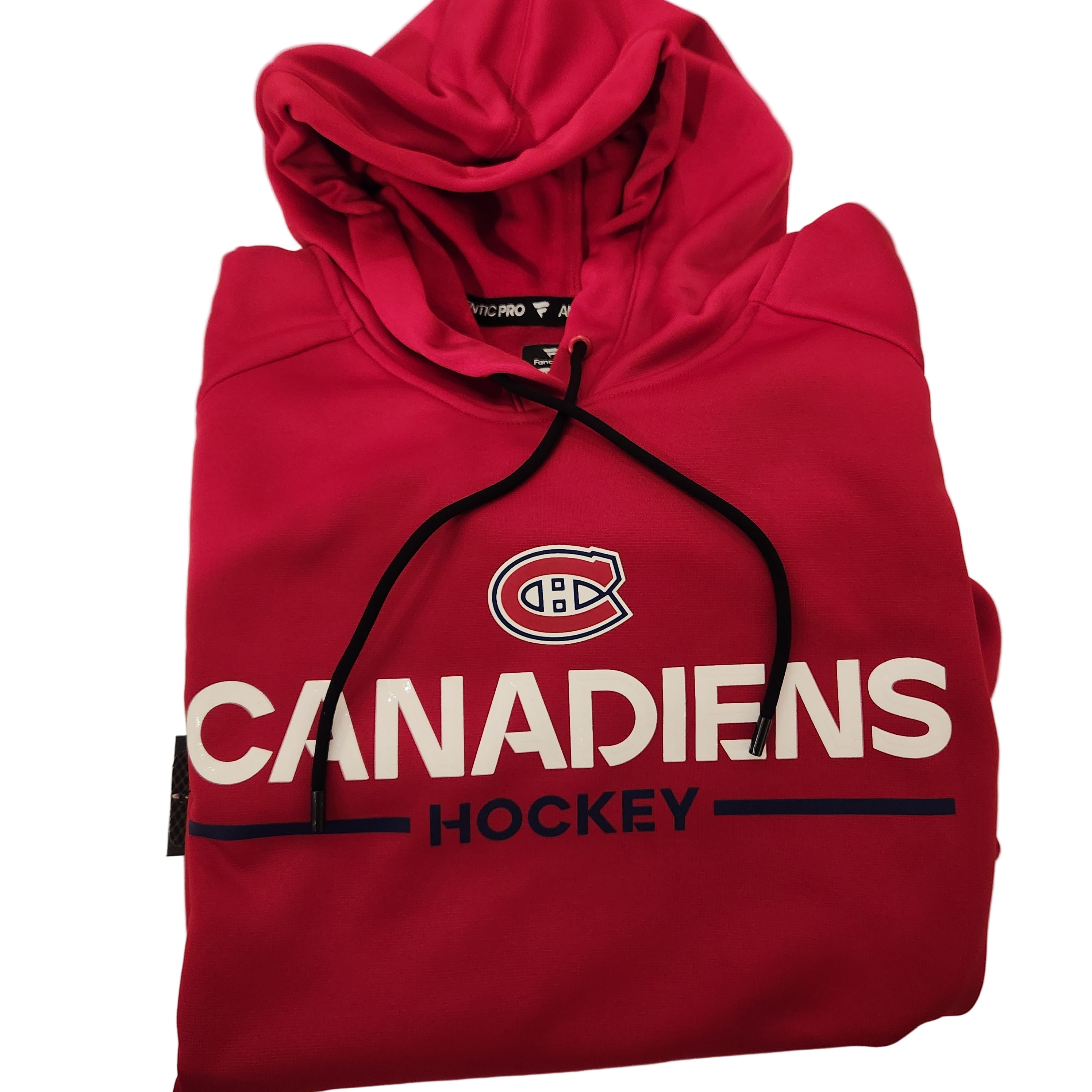 Pull à capuche en polaire rouge authentique Pro Rink pour homme, marque Fanatics, des Canadiens de Montréal (NHL).