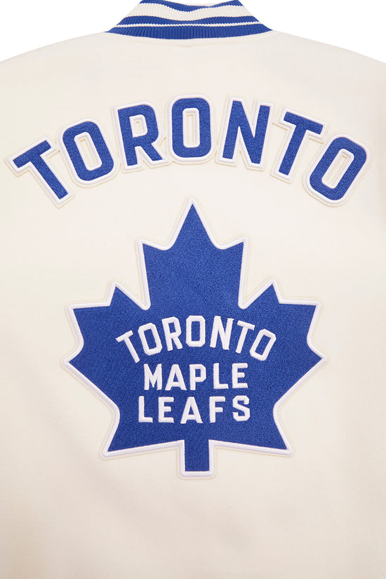 Veste universitaire en laine côtelée Modern Originals pour homme, couleur coquille d'œuf/bleu royal, modèle Pro Standard de la LNH des Maple Leafs de Toronto