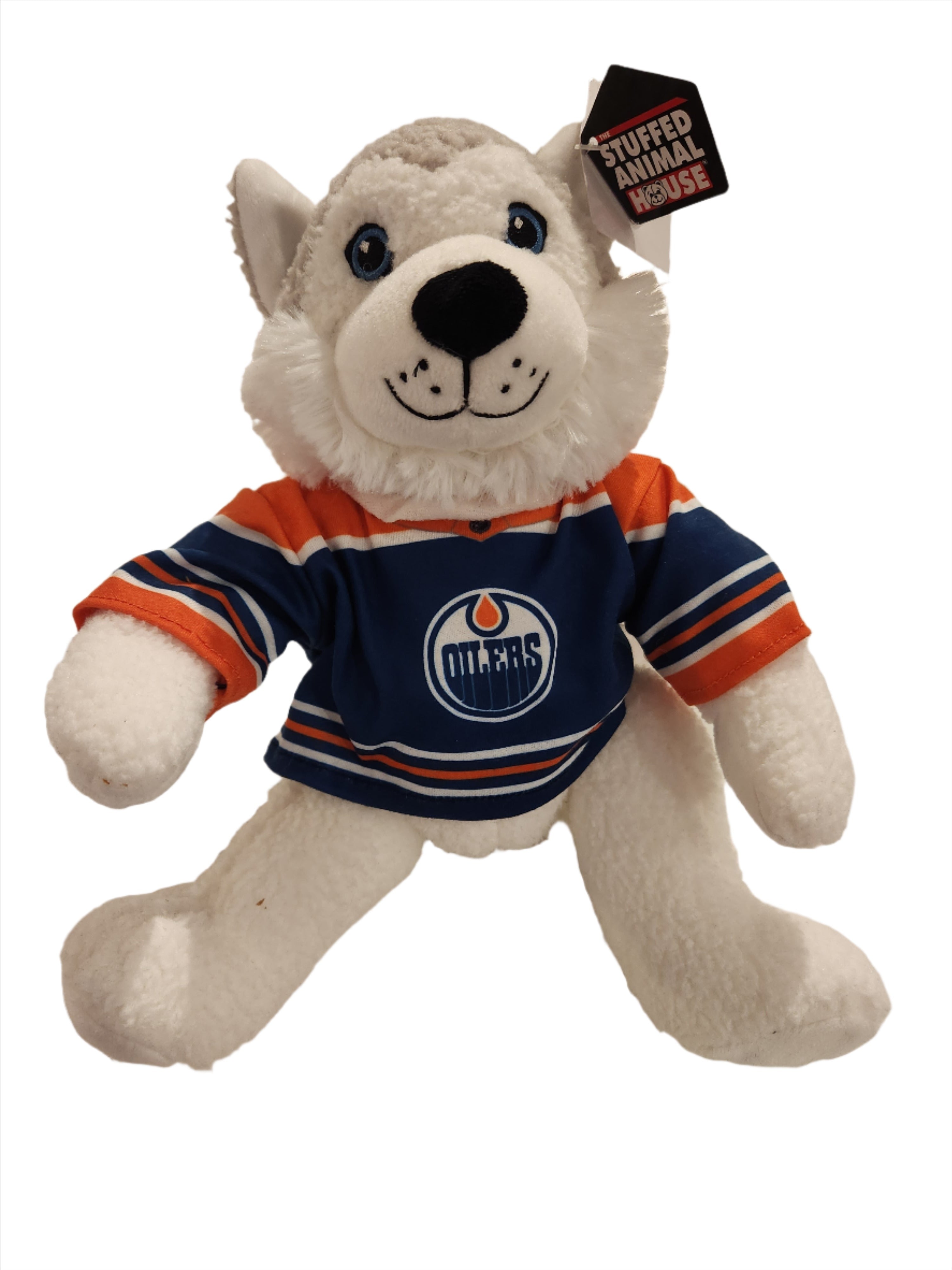 Maison en peluche pour animaux de compagnie Grey Husky des Oilers d'Edmonton LNH, 10 po, Curly Gritter