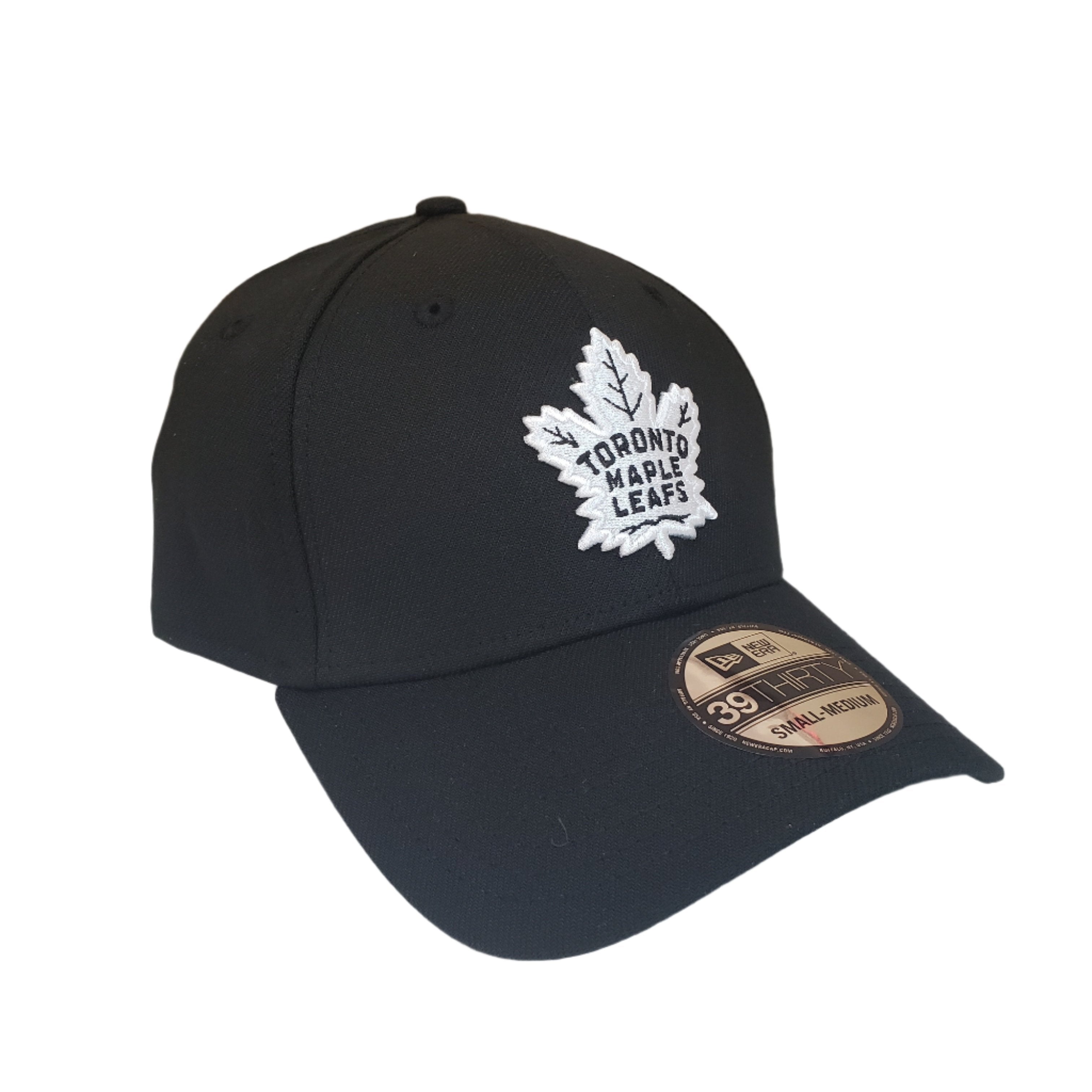 Toronto Maple Leafs NHL New Era Men's Black White 39Thirty Team Classic Stretch Fit Hat