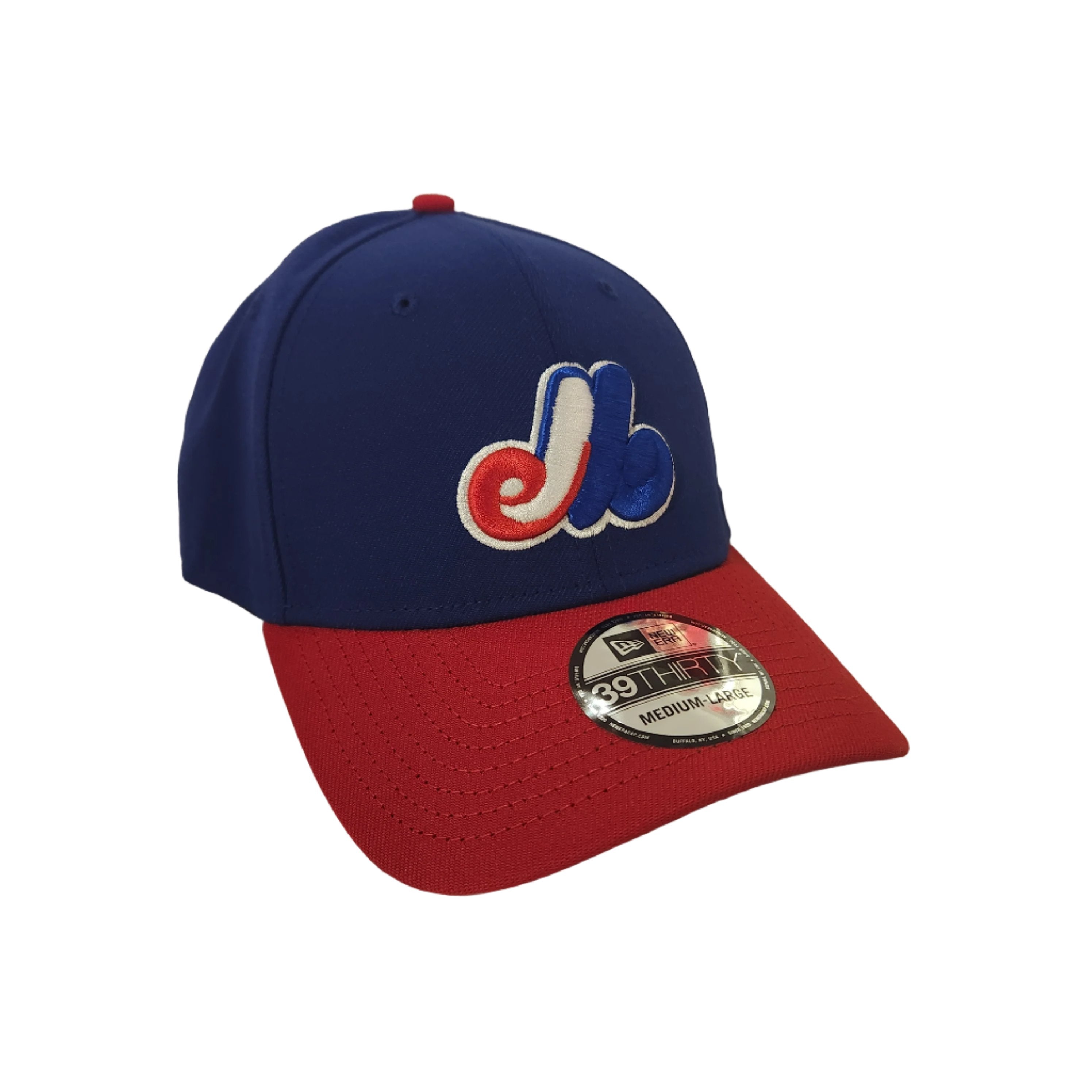 Casquette extensible classique 39Thirty Team New Era des Expos de Montréal MLB pour hommes, bleu marine/rouge