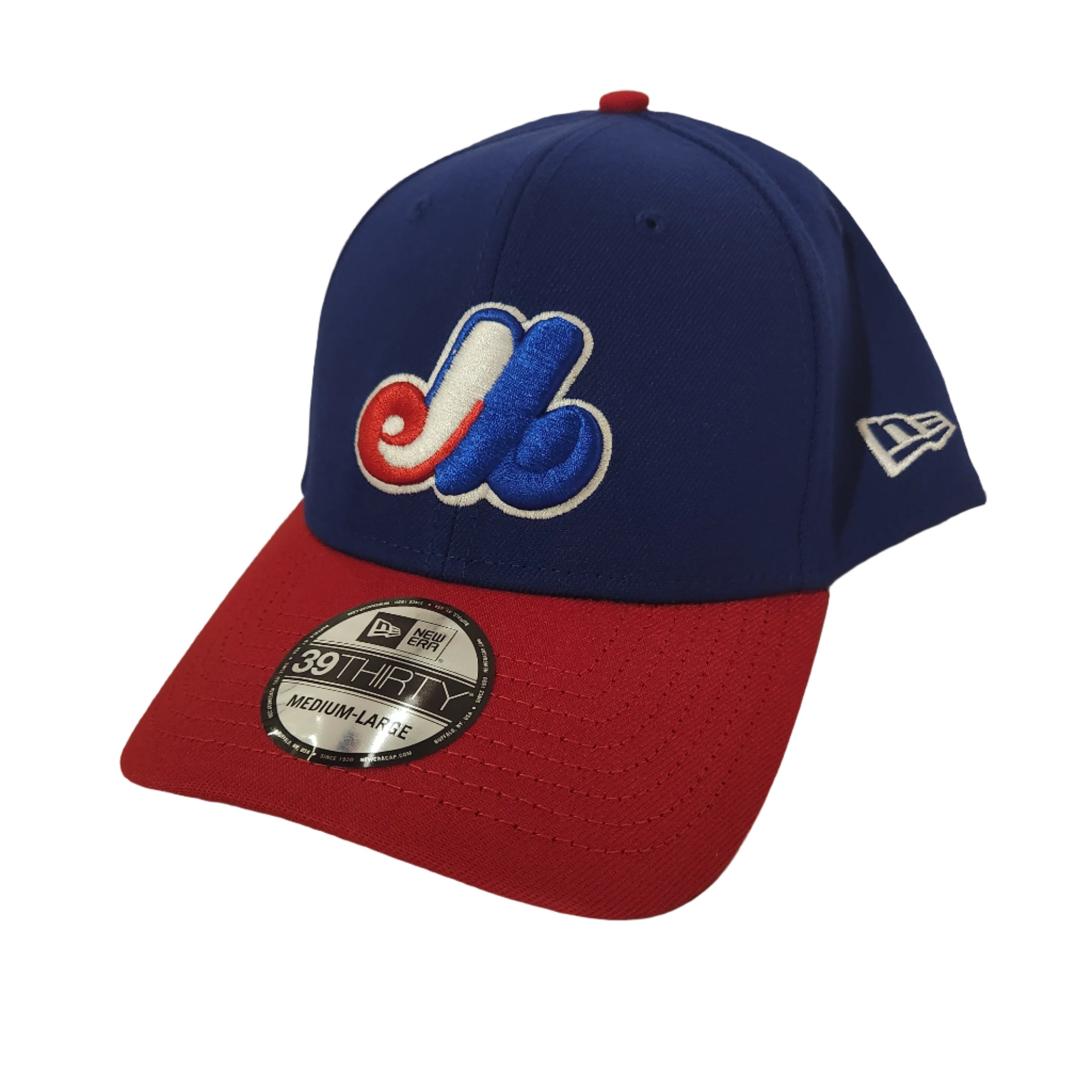 Casquette extensible classique 39Thirty Team New Era des Expos de Montréal MLB pour hommes, bleu marine/rouge