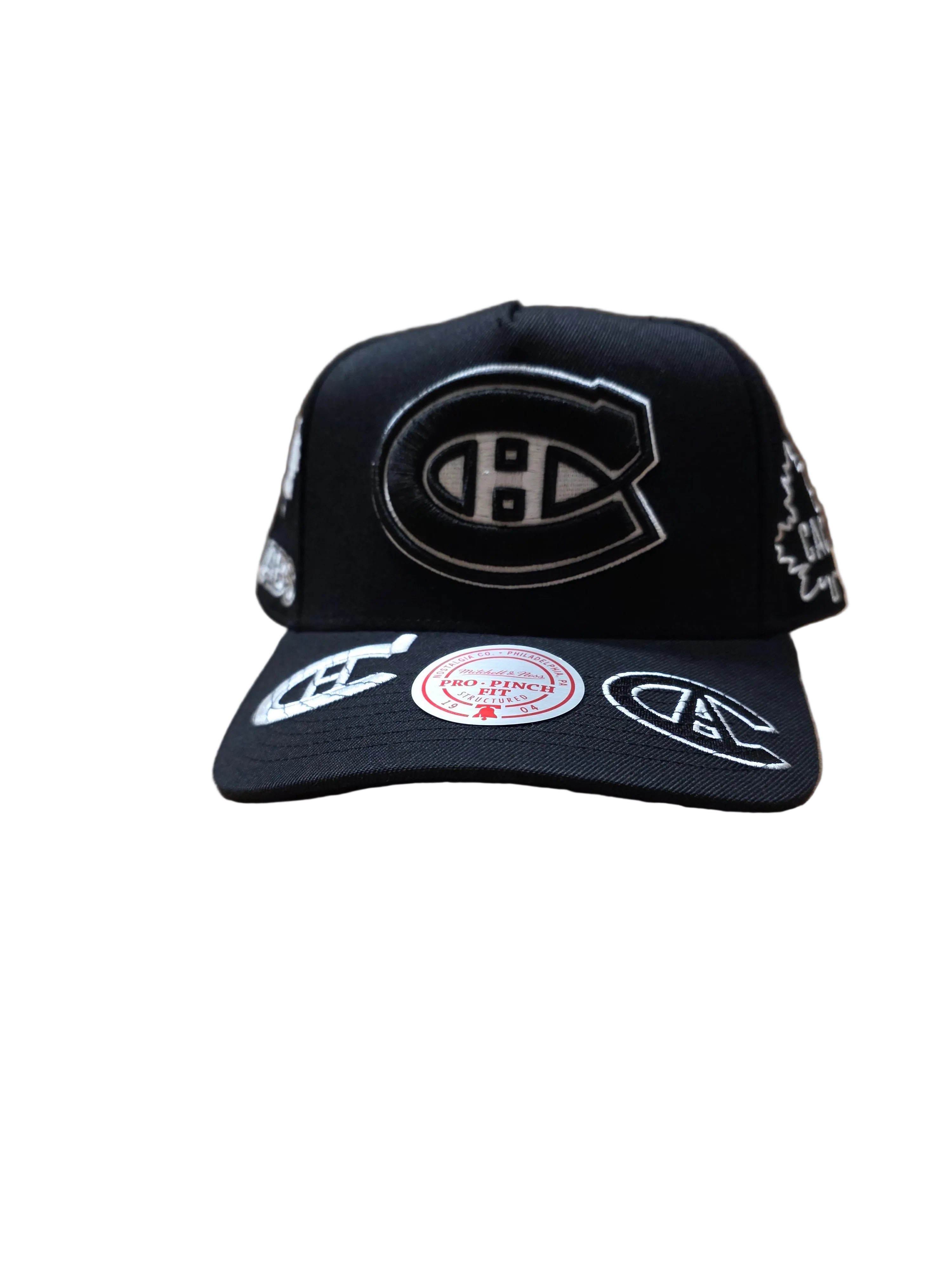 Montreal Canadiens Mitchell & Ness Men's Black Moonlight Pro Pinch Fit A-Frame Snapback Hat