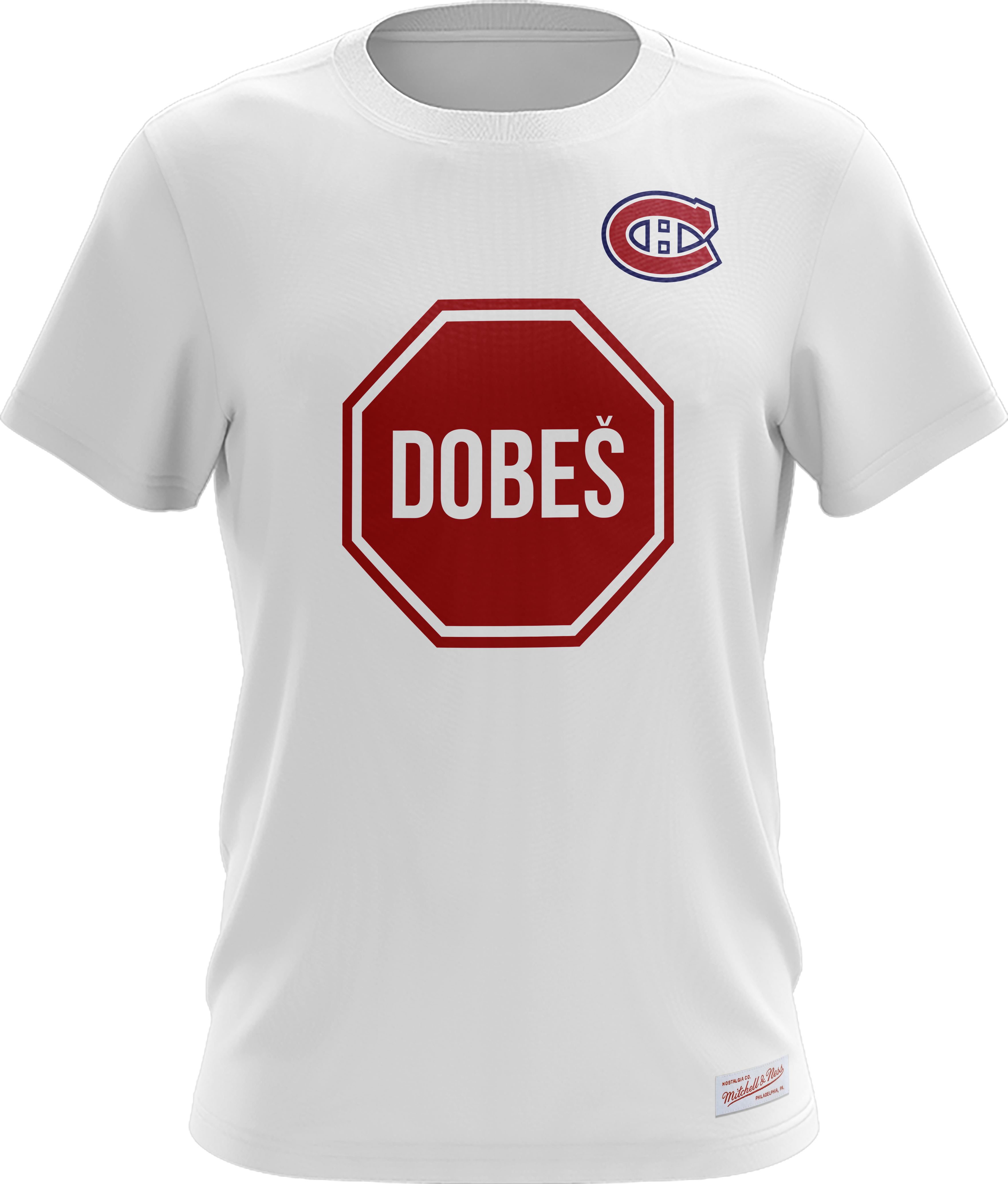 Stop Jakub Dobes Montreal Canadiens NHL Mitchell & Ness Men's White T-Shirt