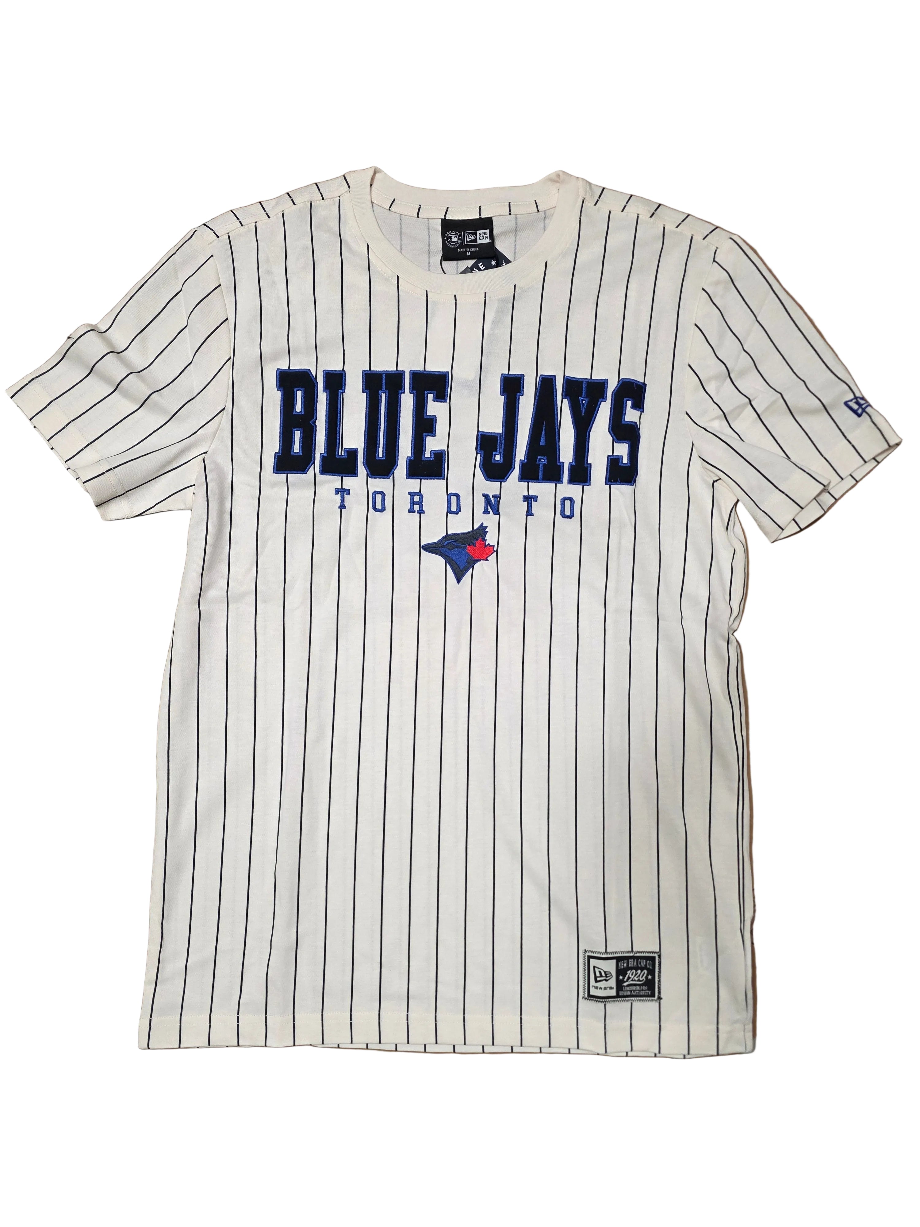 Toronto Blue Jays MLB New Era Beige Men's Pinstripe City Connect T-Shirt