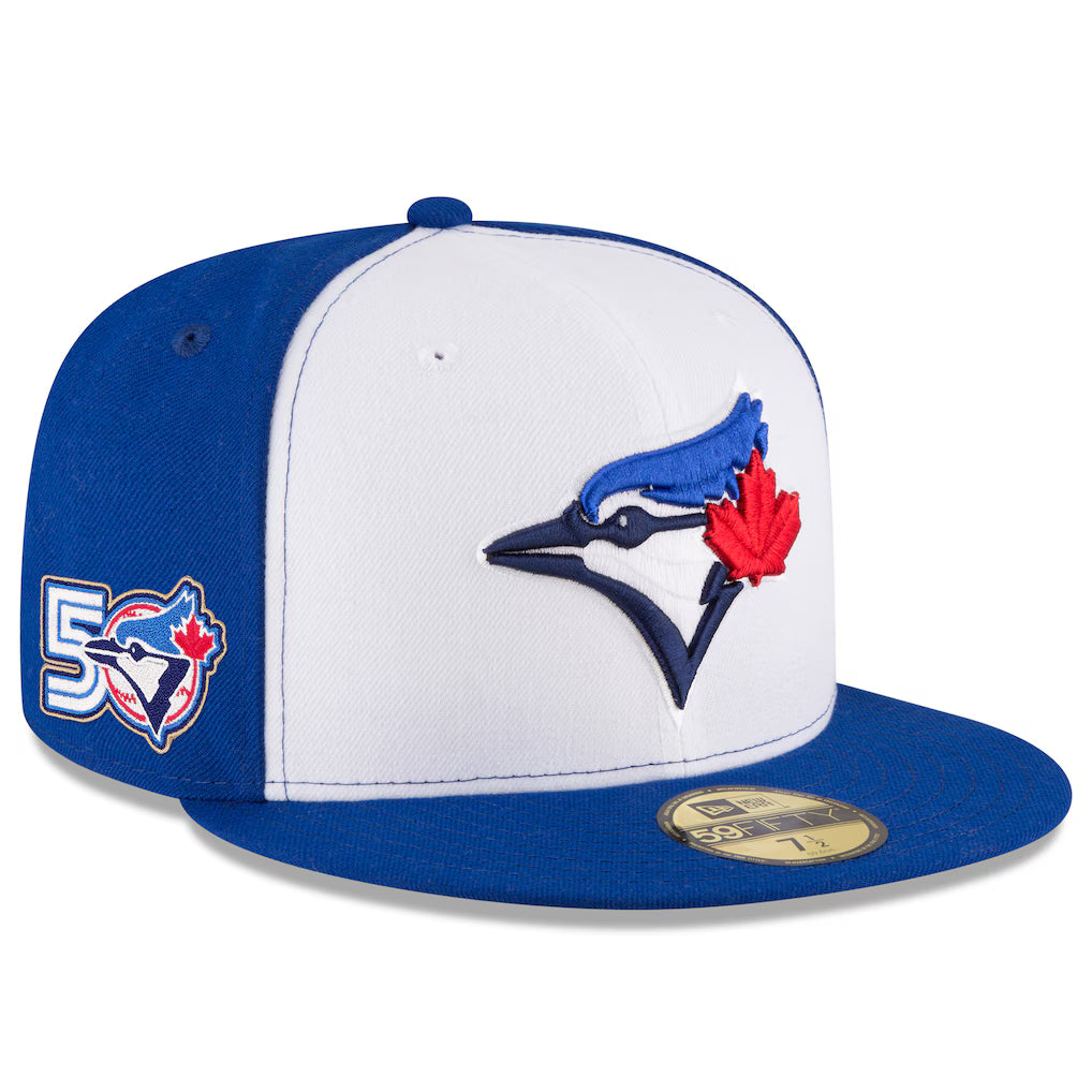 Toronto Blue Jays MLB New Era Men's White/Royal 59Fifty 50th Anniversary Authentic Collection Fitted Hat