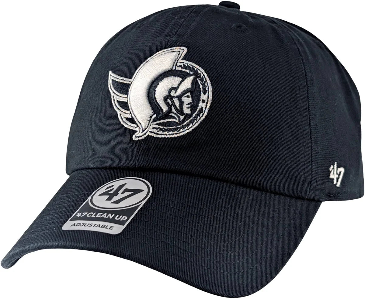 Ottawa Senators NHL 47 Brand Men's Black White Clean Up Adjustable Hat