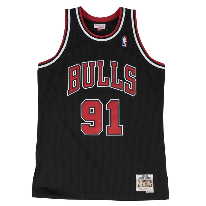 Dennis Rodman Chicago Bulls NBA Mitchell & Ness Men's Black 1997-98 Hardwood Classics Swingman Jersey