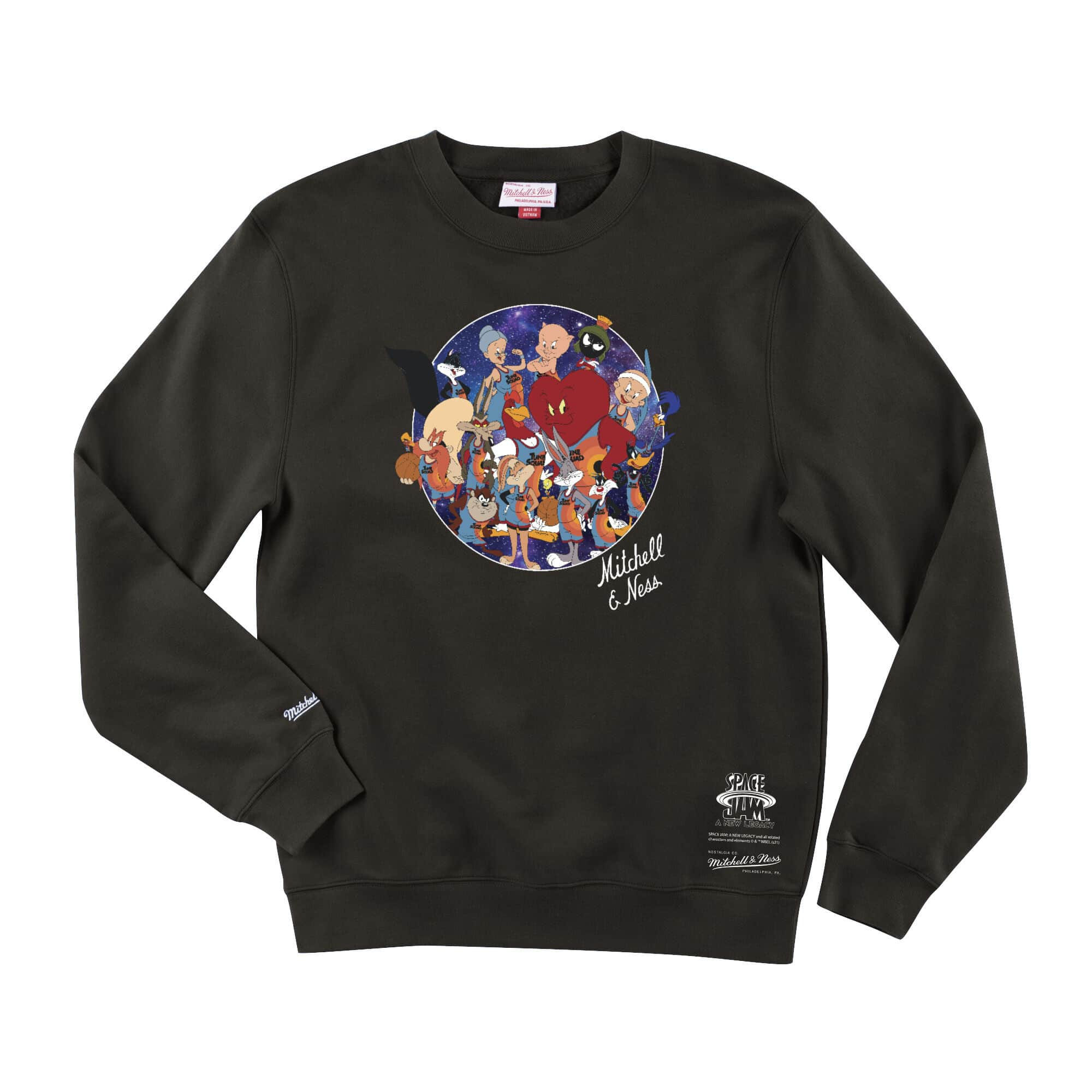 Space Jam 2 Mitchell & Ness Men's Black Squad Crew Tailored Fit Sweatshirt