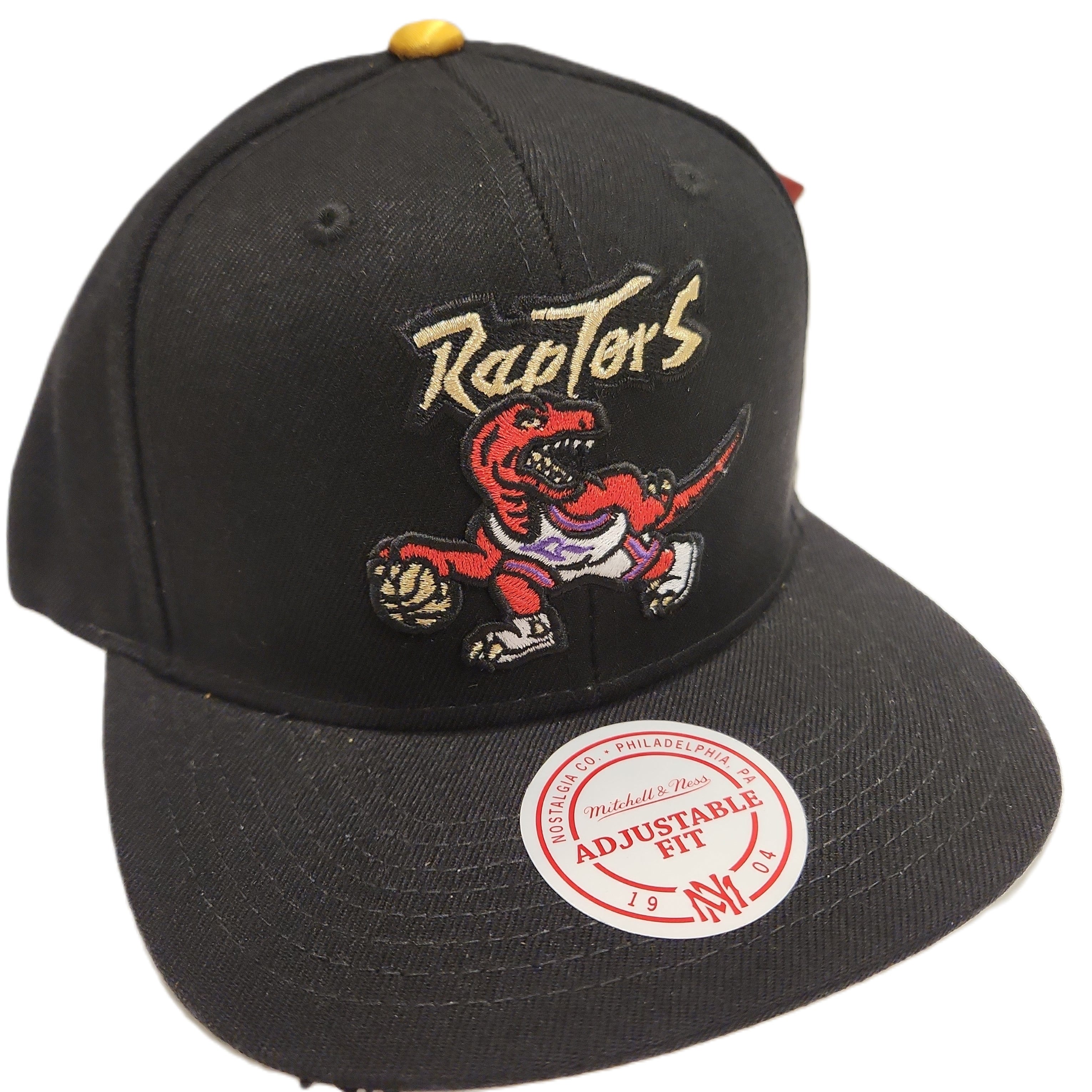 Toronto Raptors NBA Mitchell & Ness Men's Black Gold Tip Snapback