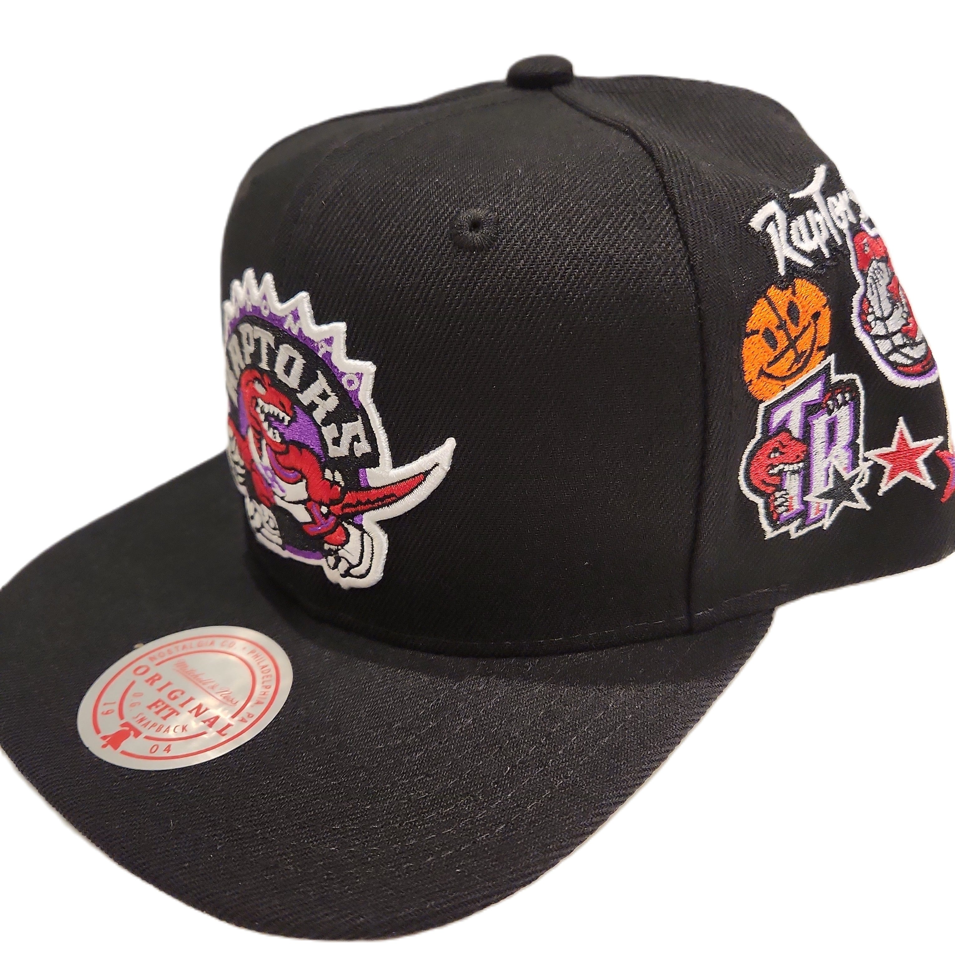 Toronto Raptors NBA Mitchell & Ness Snapback de surcharge avec patch noir pour hommes