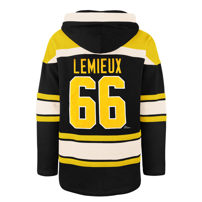 Mario Lemieux Pittsburgh Penguins NHL 47 Brand Men's Alumni Black Heavyweight Lacer Hoodie