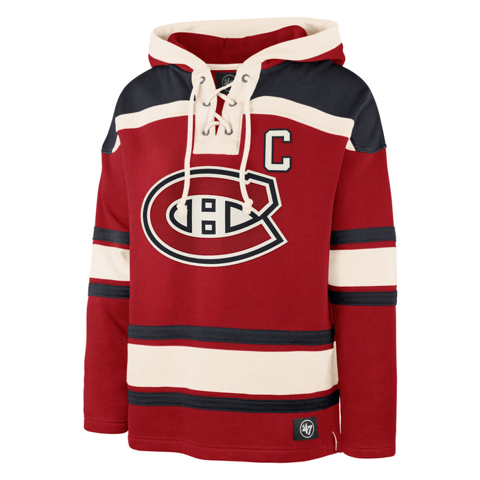 Nick Suzuki Montreal Canadiens NHL 47 Brand Men's Red Heavyweight Lacer Hoodie