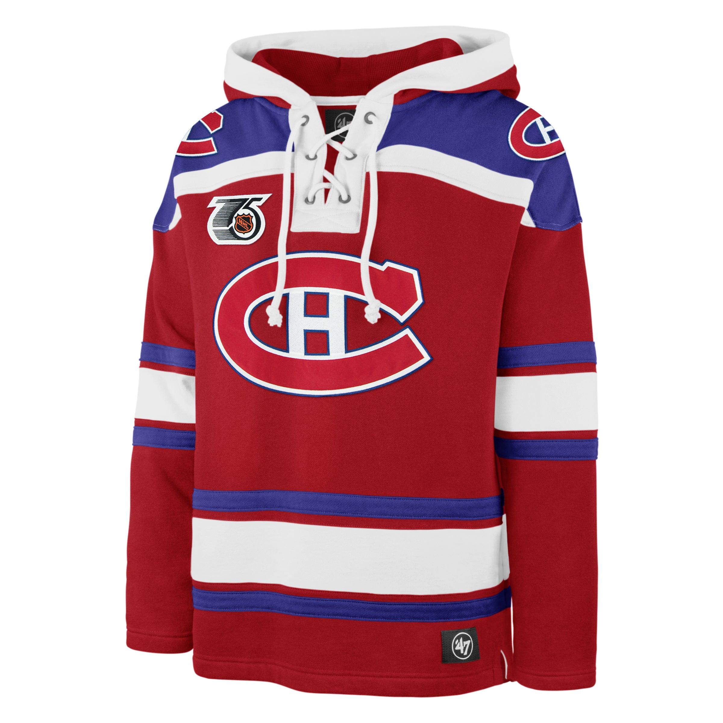 Montreal Canadiens NHL 47 Brand Men's Red Retro Freeze Superior Lacer Hoodie