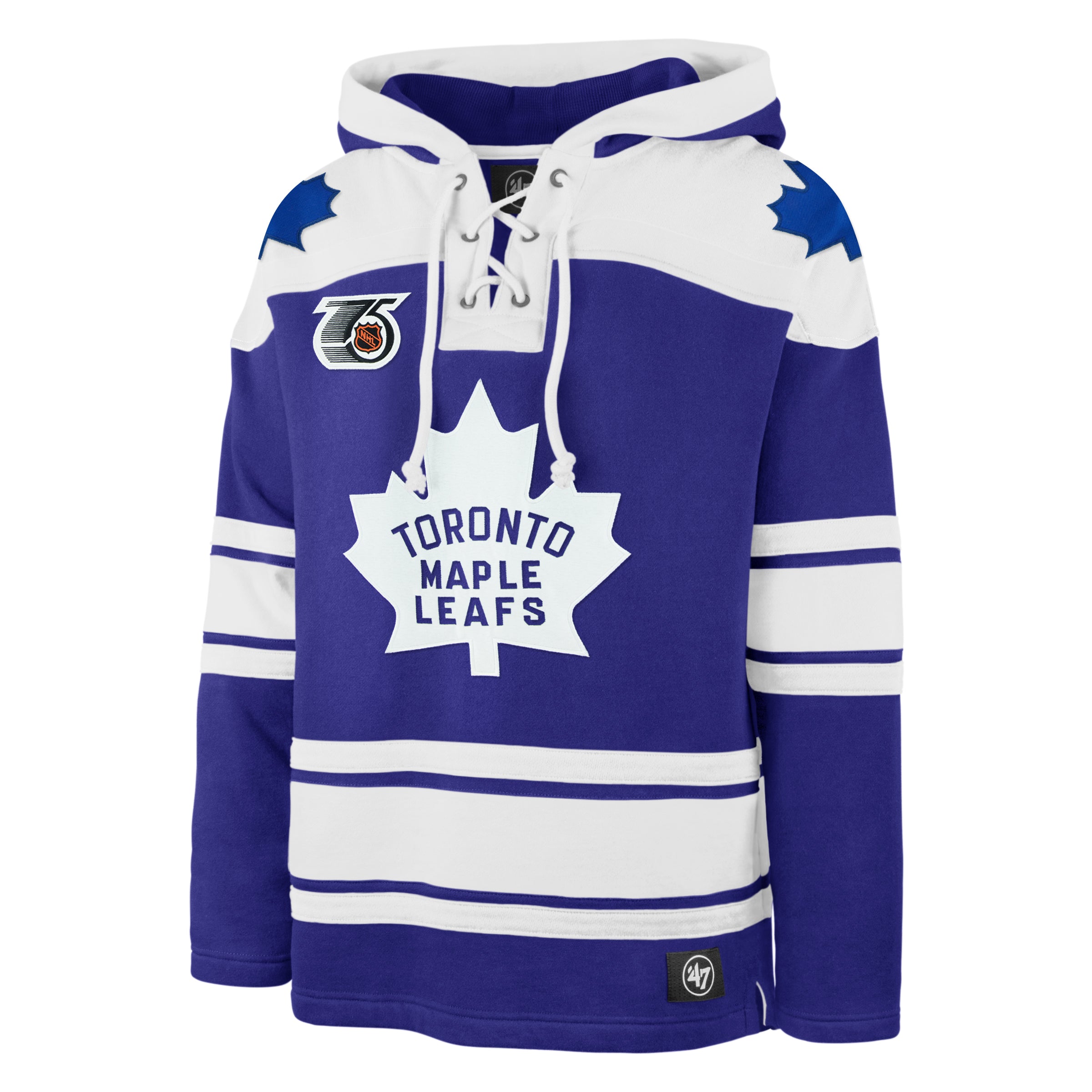 Sweat à capuche à lacets supérieur bleu royal Retro Freeze 47 Brand des Maple Leafs de Toronto LNH pour hommes