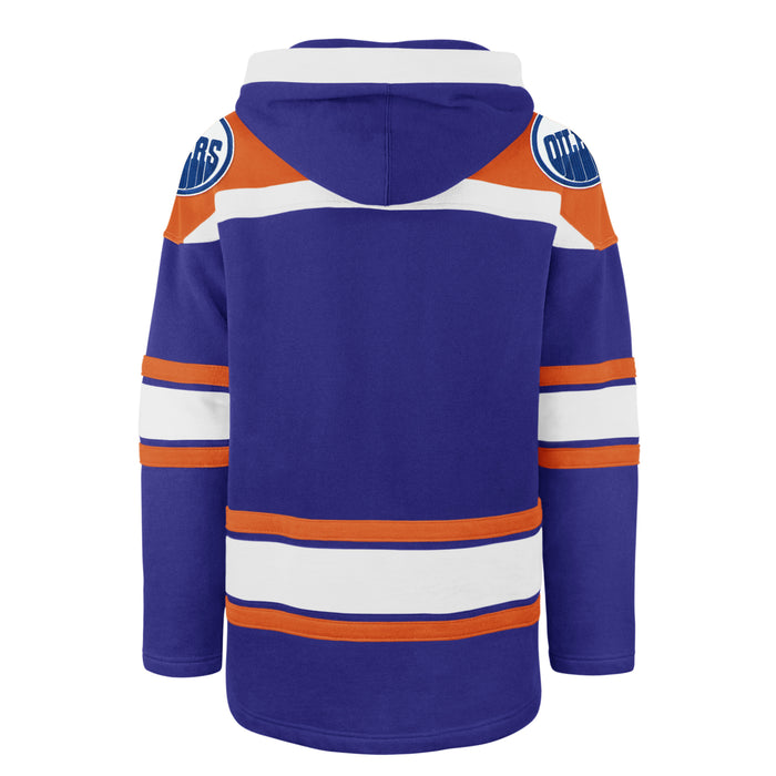 Edmonton Oilers NHL 47 Brand Men's Royal Blue Retro Freeze Superior Lacer Hoodie