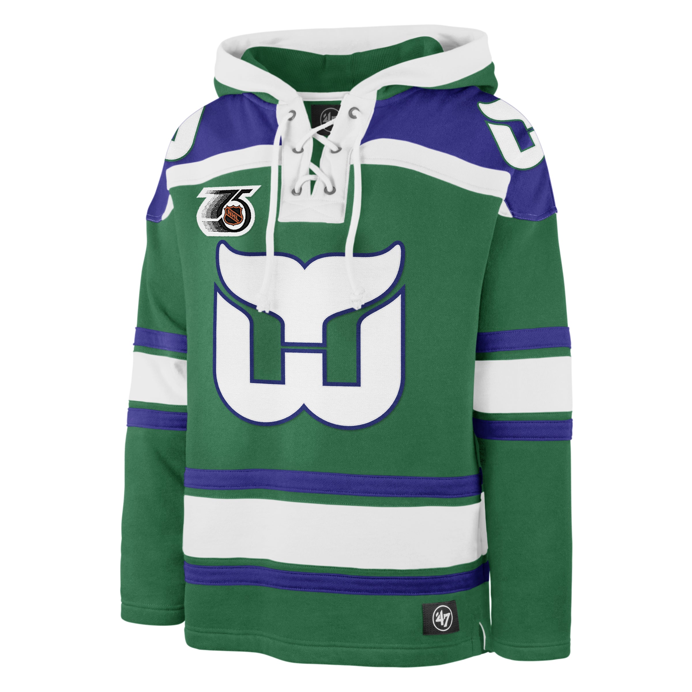 Hartford Whalers NHL 47 Brand Sweat à capuche vert rétro Freeze Superior Lacer pour hommes