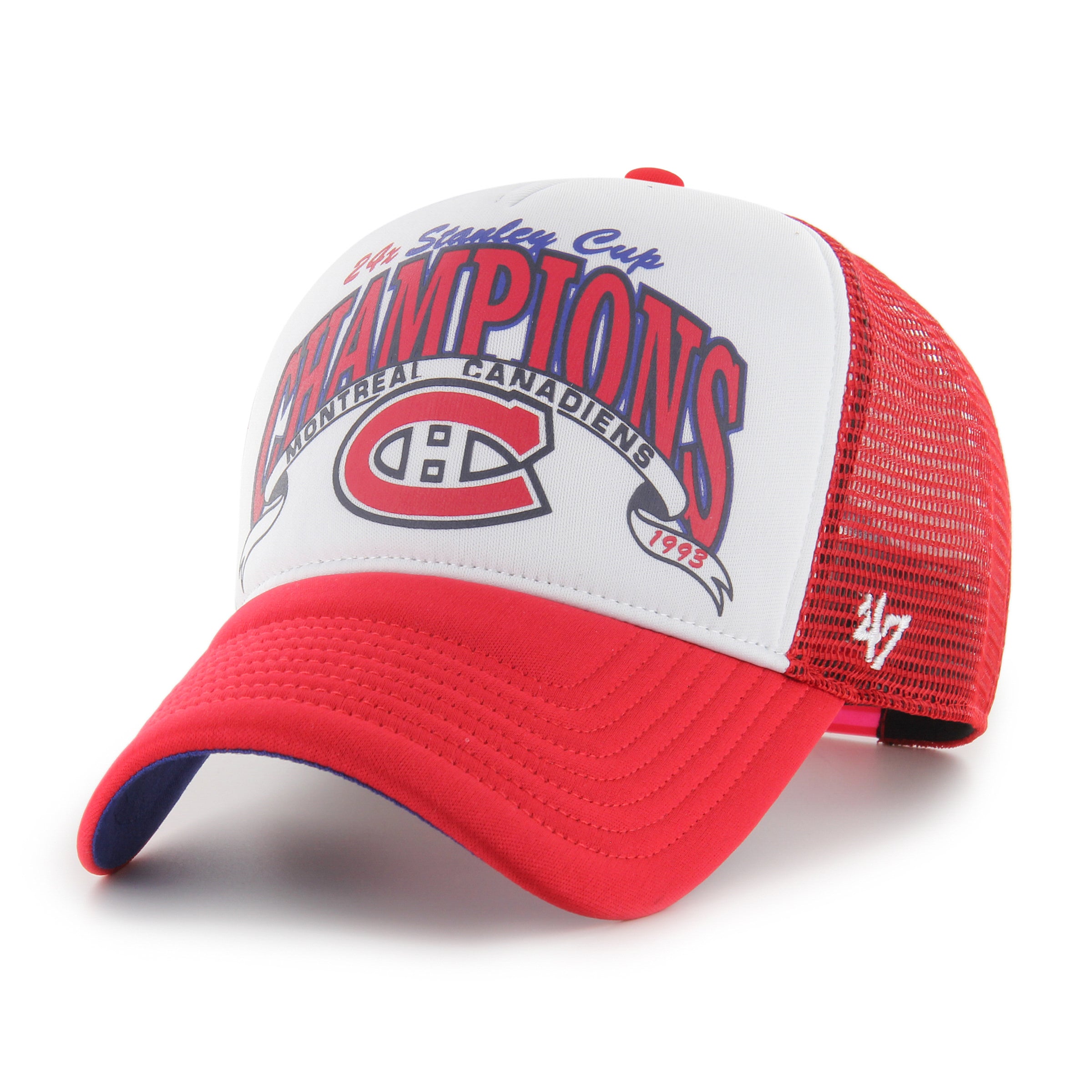 Canadiens de Montréal NHL 47 Brand Casquette de camionneur en mousse rouge 1993 Champions de la Coupe Stanley hors-jeu pour hommes