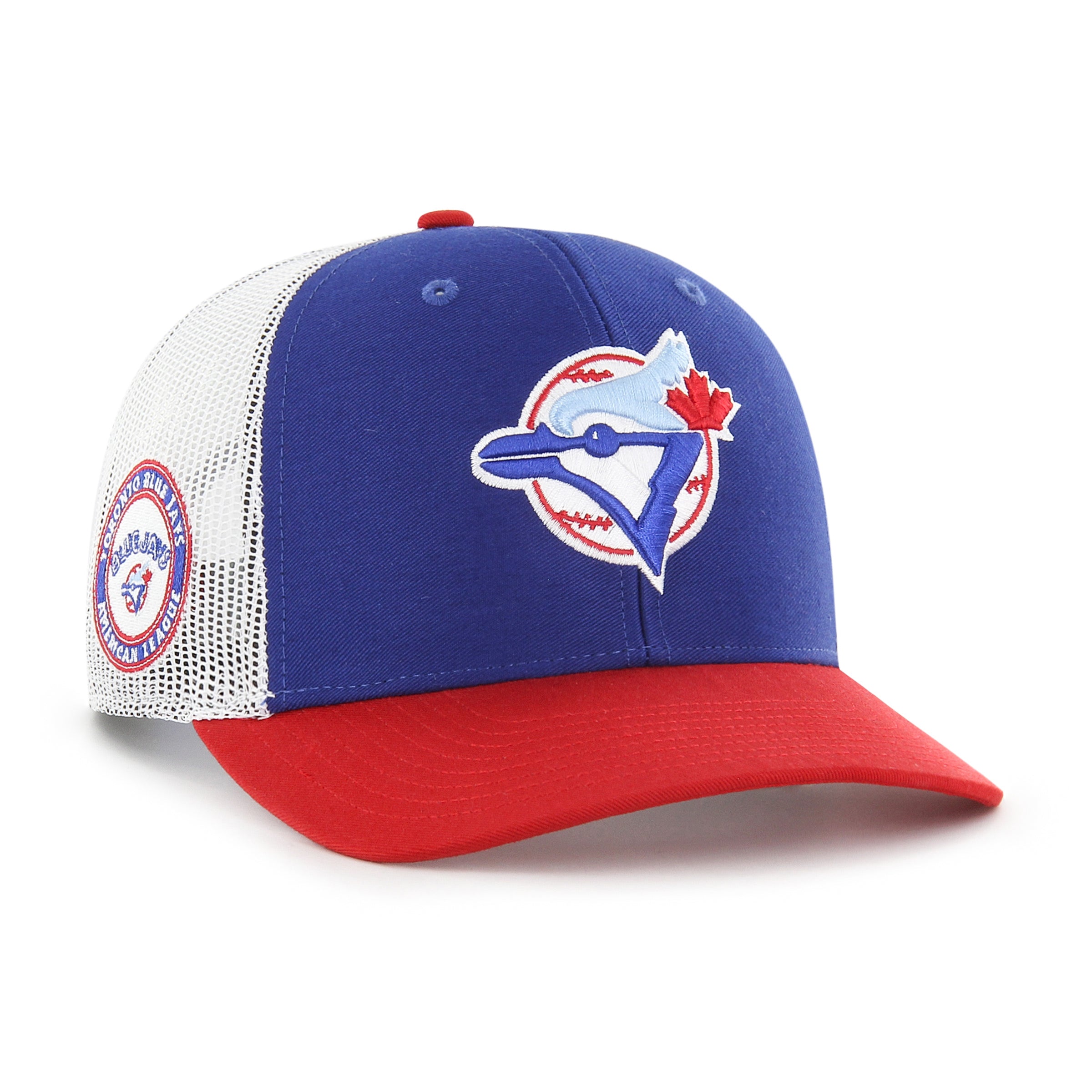 Toronto Blue Jays MLB 47 Brand Casquette de camionneur bleu royal/rouge Side Note pour hommes