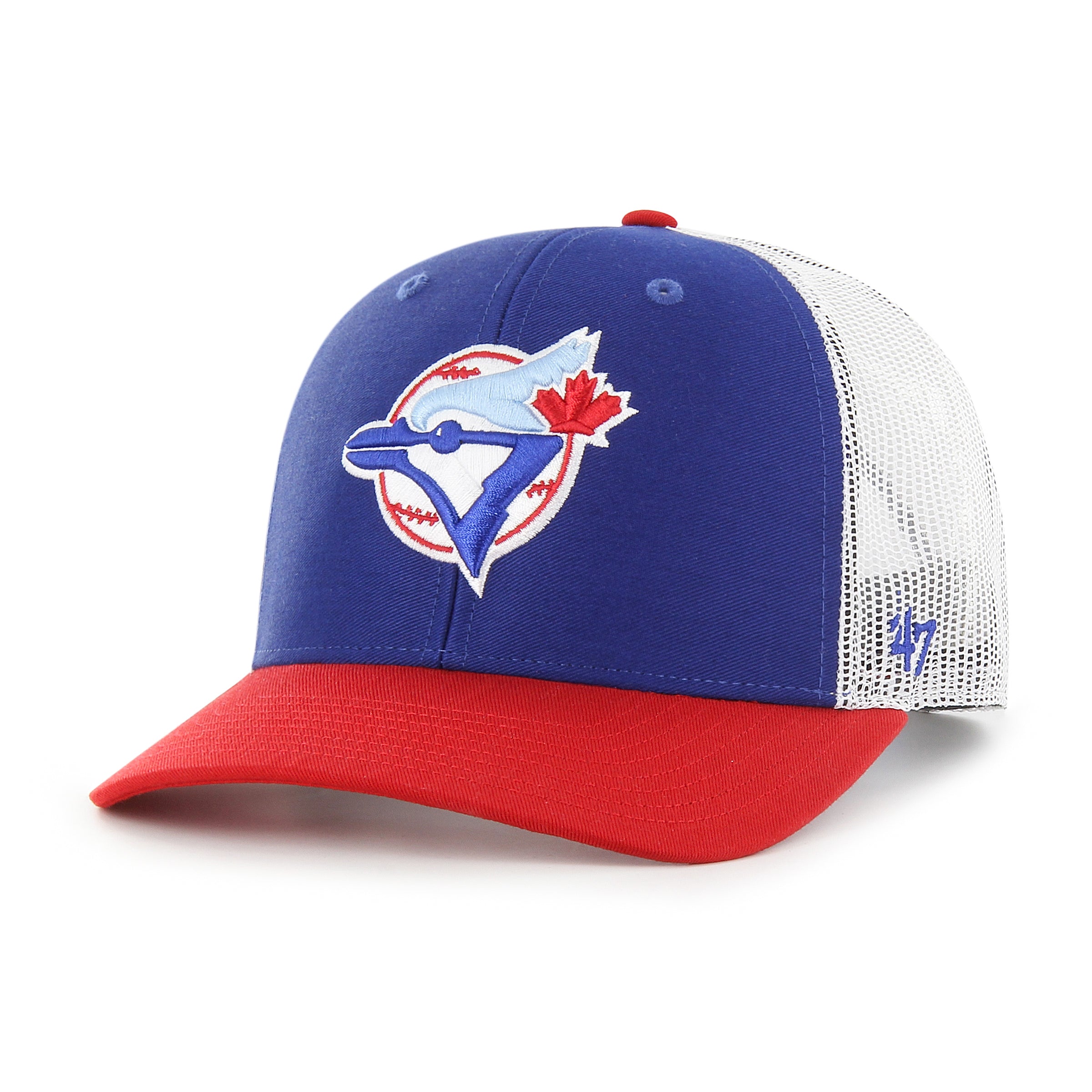 Toronto Blue Jays MLB 47 Brand Casquette de camionneur bleu royal/rouge Side Note pour hommes