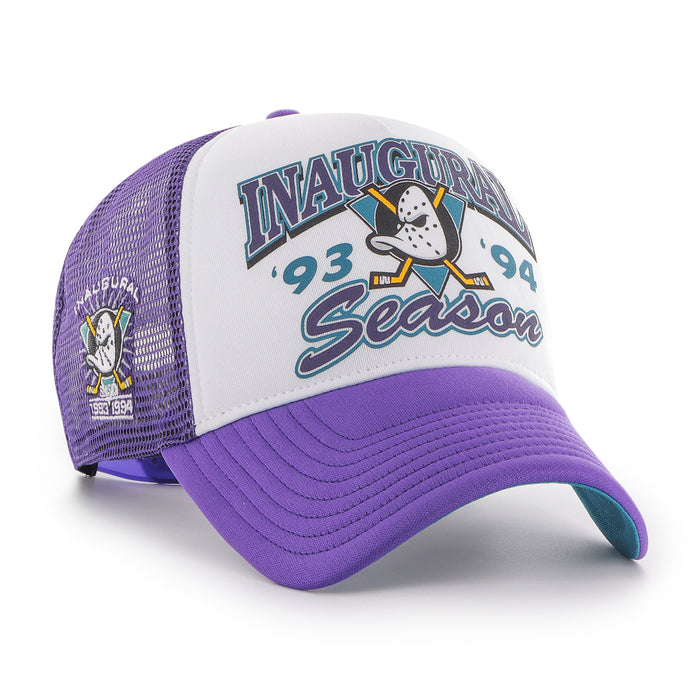 Anaheim Ducks NHL 47 Brand Men's Purple 1993-94 Inaugural Season Offside Foam Trucker Snapback