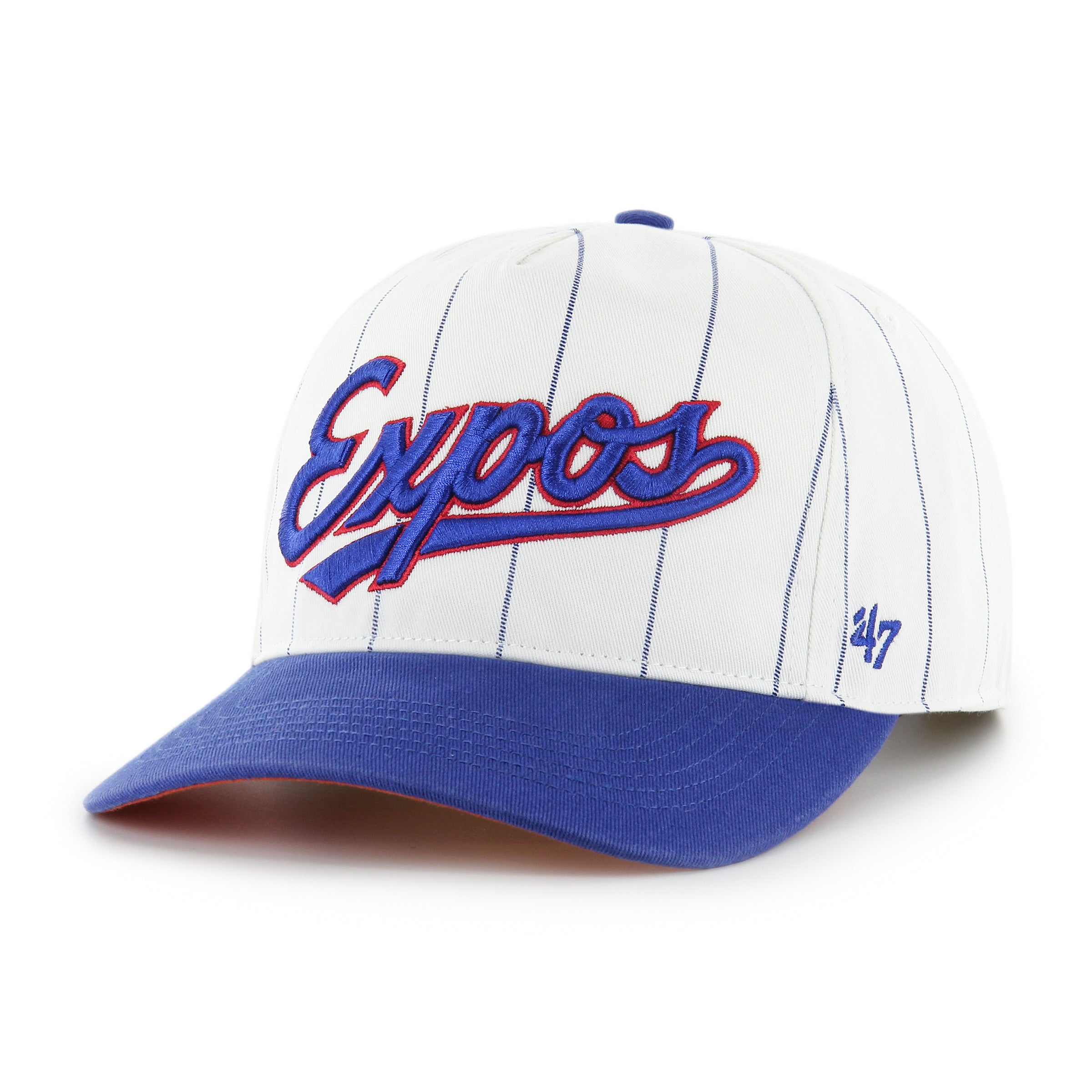 Expos de Montréal MLB 47 Brand Snapback à double en-tête à fines rayures pour hommes