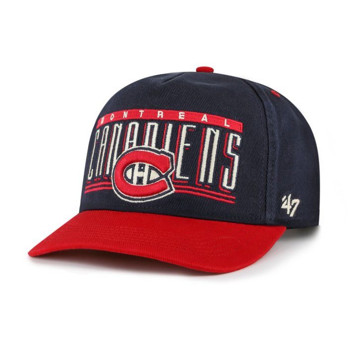 Montreal Canadiens NHL 47 Brand Men's Navy Double Header Baseline Hitch Snapback