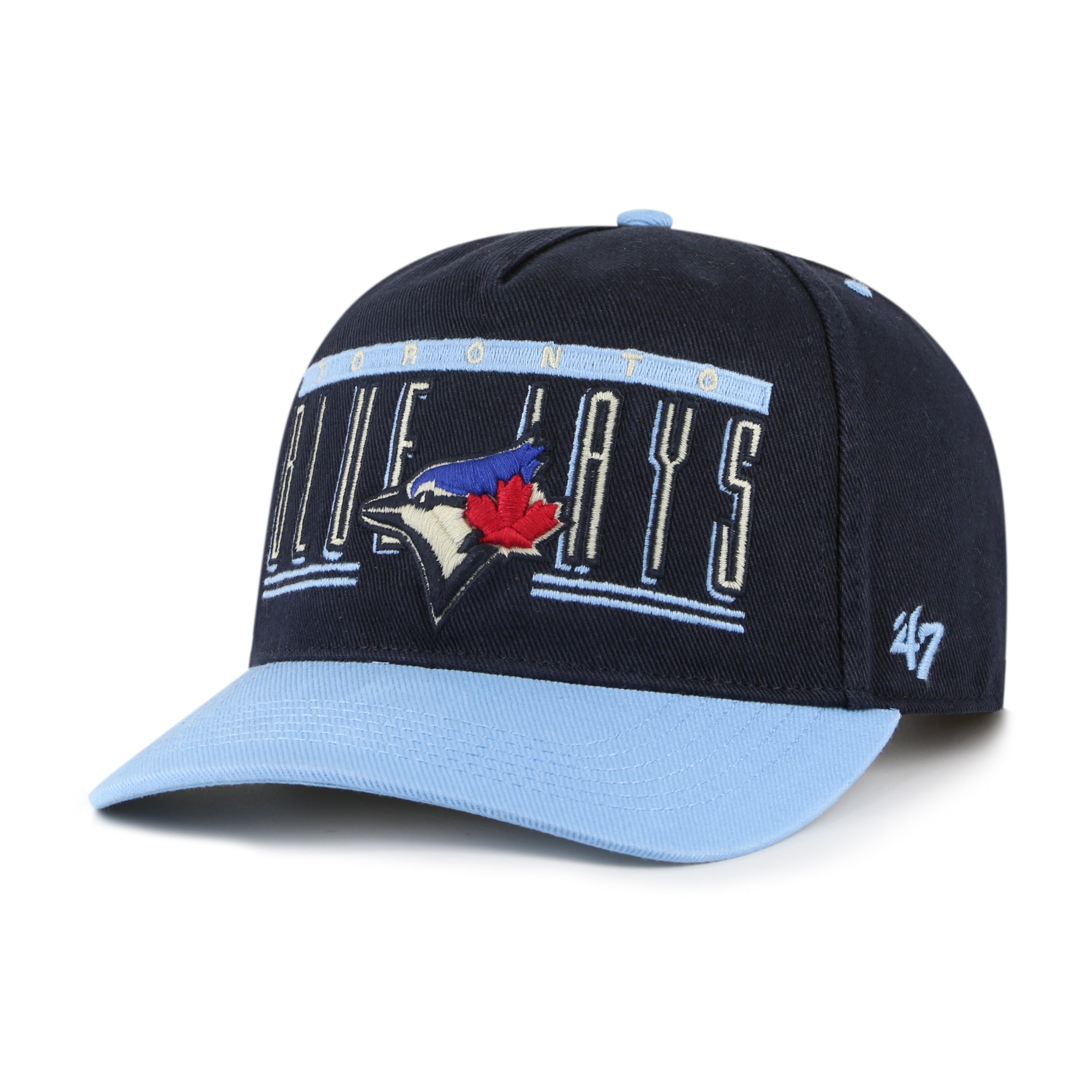 Toronto Blue Jays MLB 47 Brand Casquette double bleu marine pour hommes Baseline Hitch Snapback