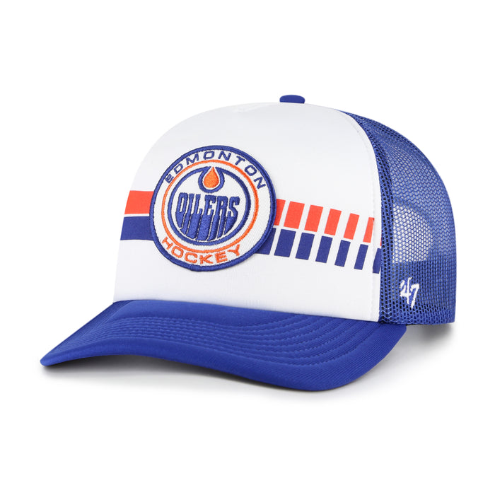 Edmonton Oilers NHL 47 Brand Men's Royal Blue Wax Pack Express Trucker Snapback