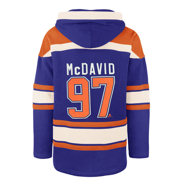 Connor McDavid Edmonton Oilers NHL 47 Brand Men's Royal Heavyweight Lacer Hoodie