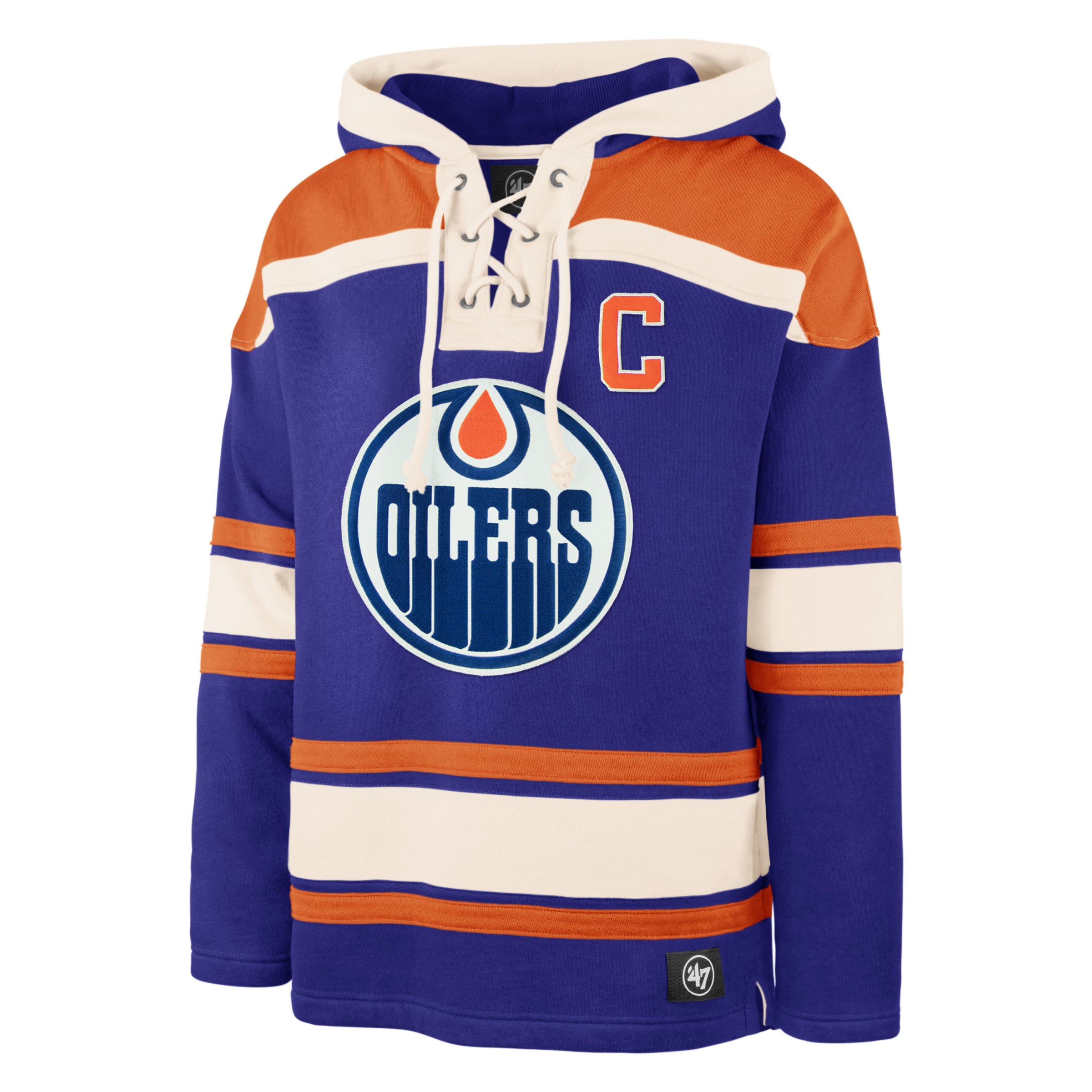 Connor McDavid Edmonton Oilers NHL 47 Brand Sweat à capuche Royal Heavyweight Lacer pour hommes