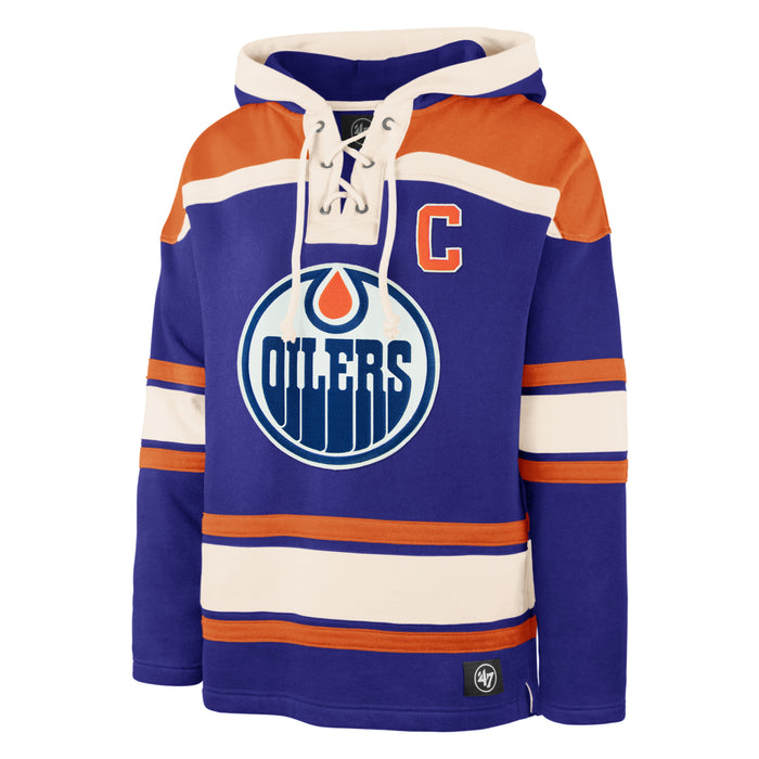 Connor McDavid Edmonton Oilers NHL 47 Brand Men's Royal Heavyweight Lacer Hoodie