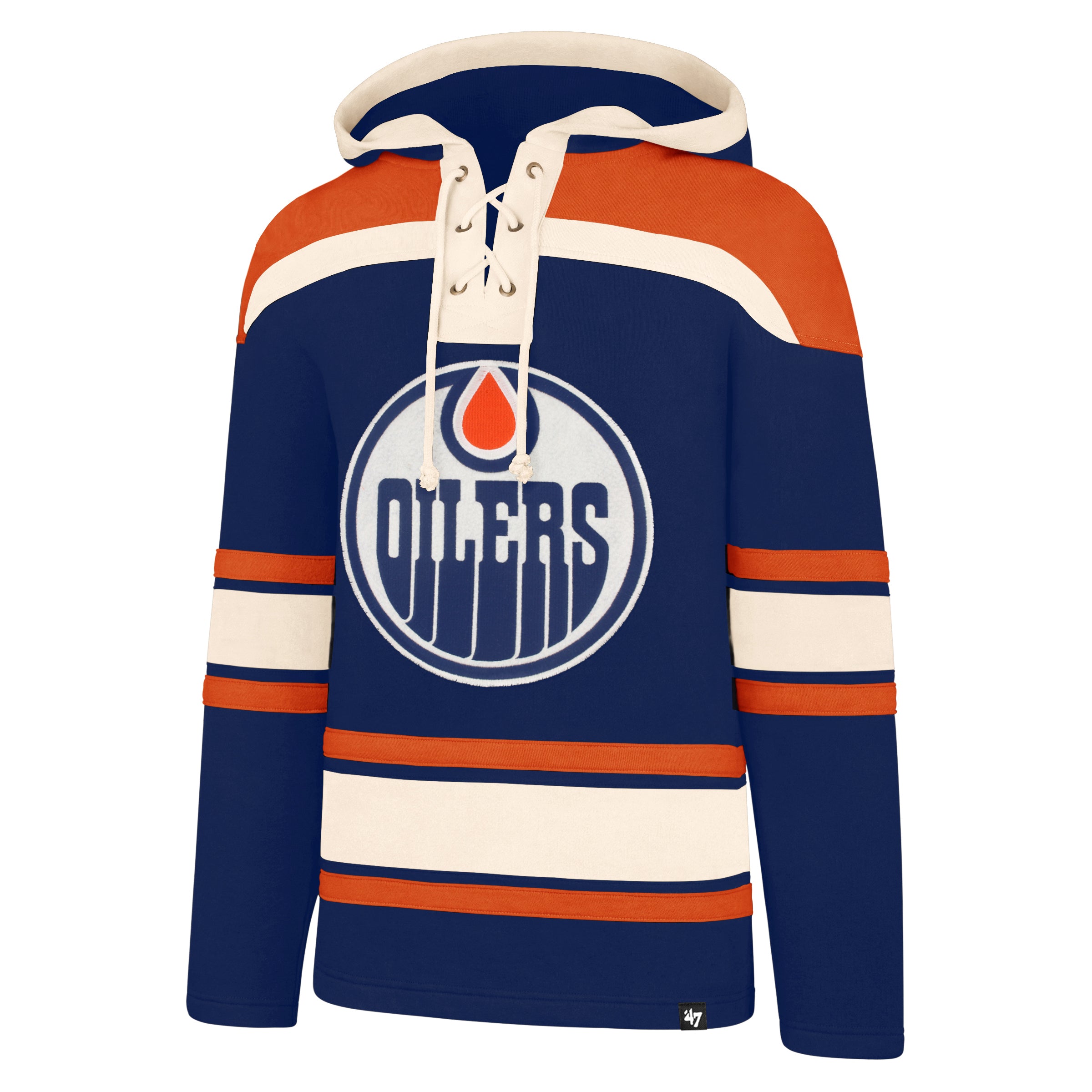 Sweat à capuche épais en dentelle pour hommes, marque des Oilers d'Edmonton, NHL 47, bleu marine