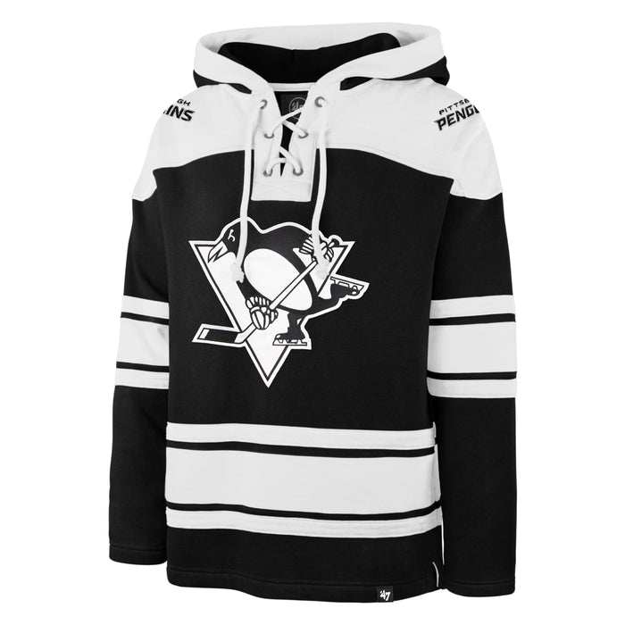 Pittsburgh Penguins NHL 47 Brand Men's Black Series Heavyweight Lacer Hoodie