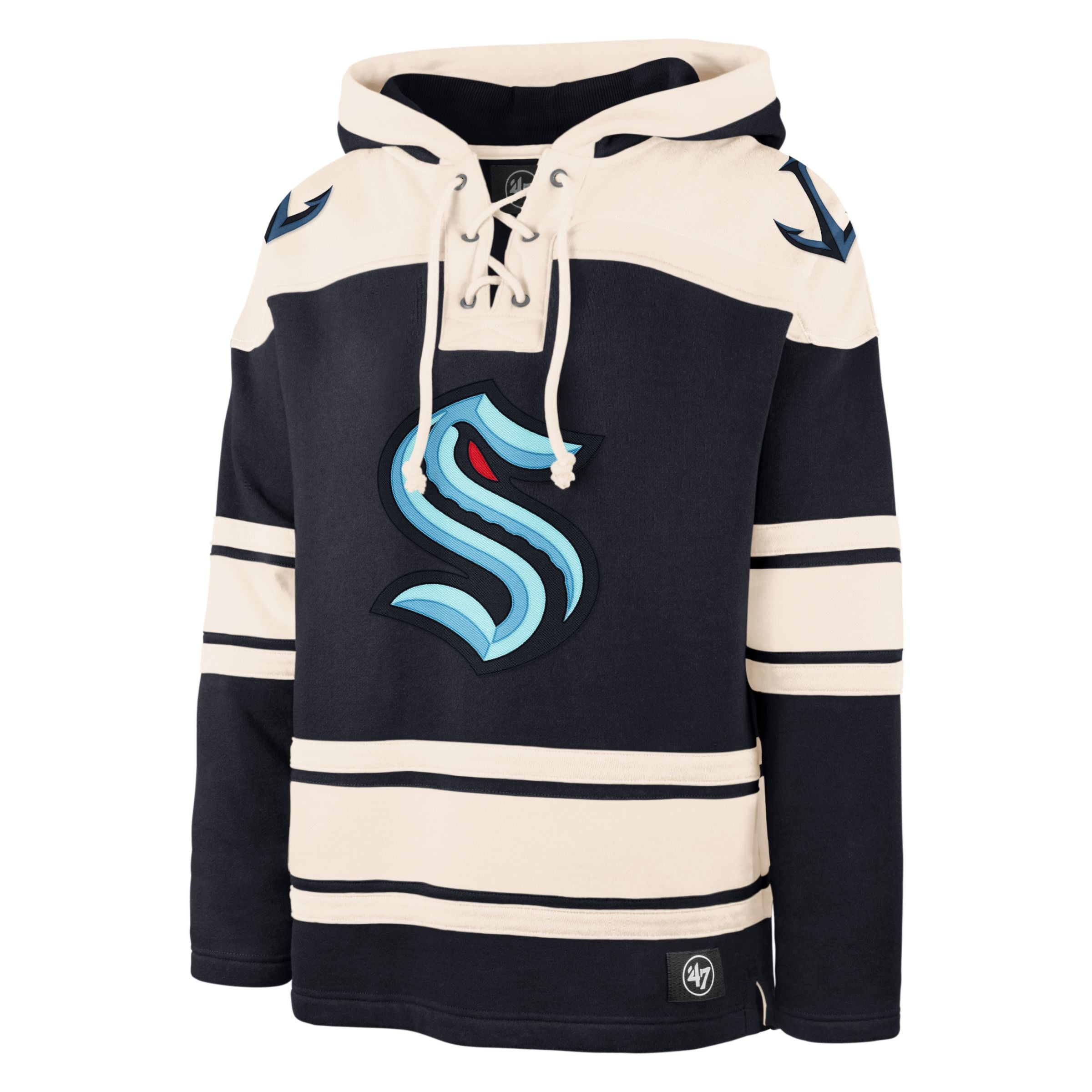 Seattle Kraken NHL 47 Brand Sweat à capuche épais en dentelle pour hommes