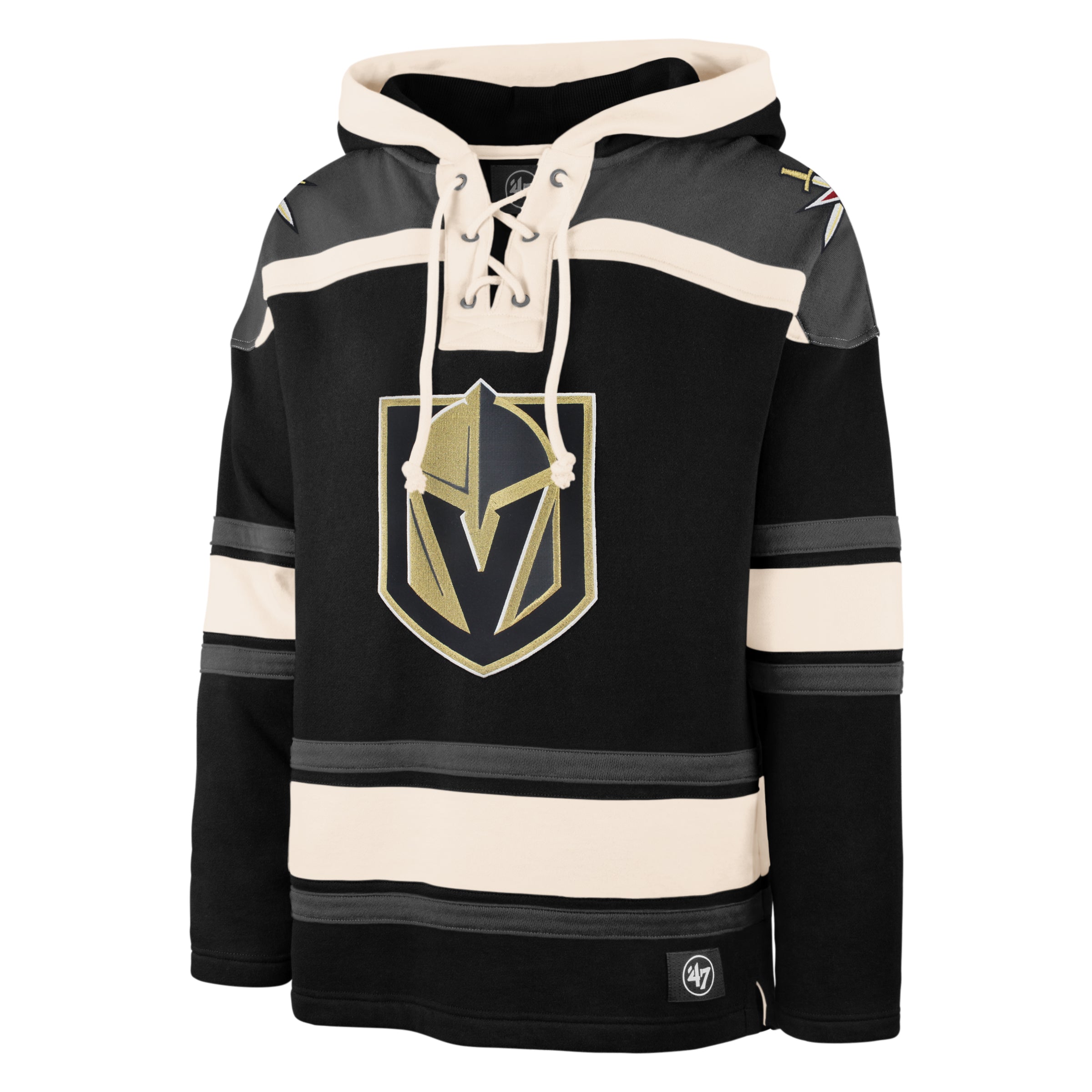 Vegas Golden Knights NHL 47 Brand Sweat à capuche noir épais en dentelle pour hommes