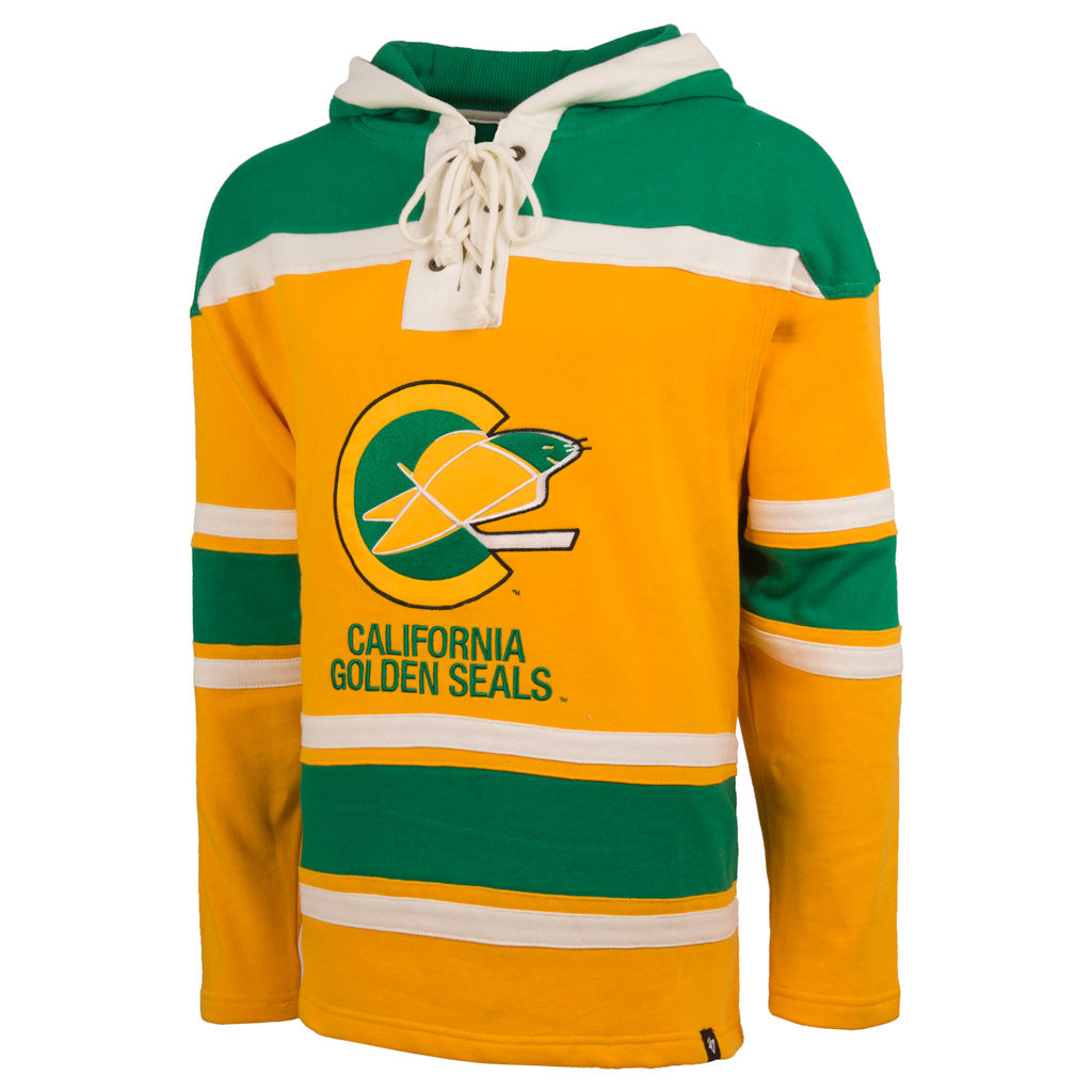 Sweat à capuche jaune Vintage Heavyweight Lacer des Golden Seals de Californie NHL 47 Brand pour hommes