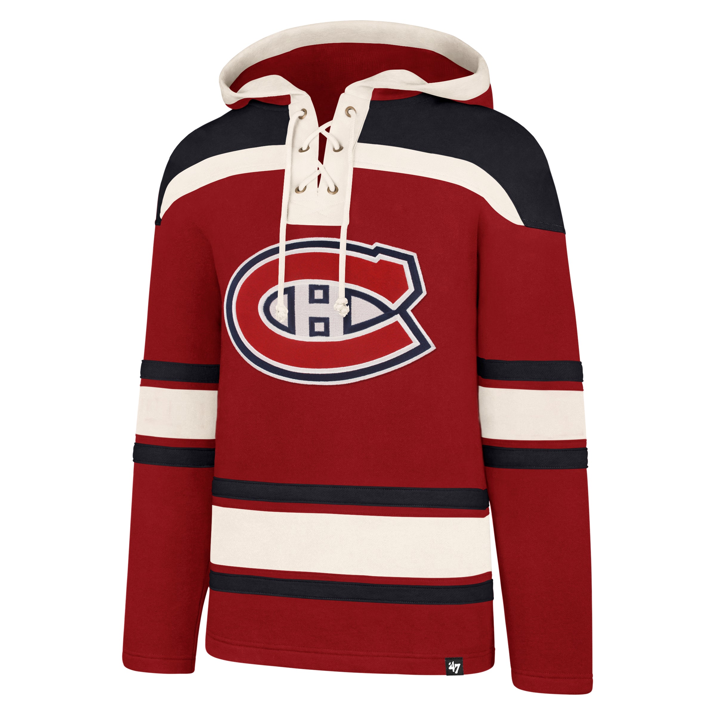 Sweat à capuche rouge épais Lacer des Canadiens de Montréal NHL 47 Brand pour hommes