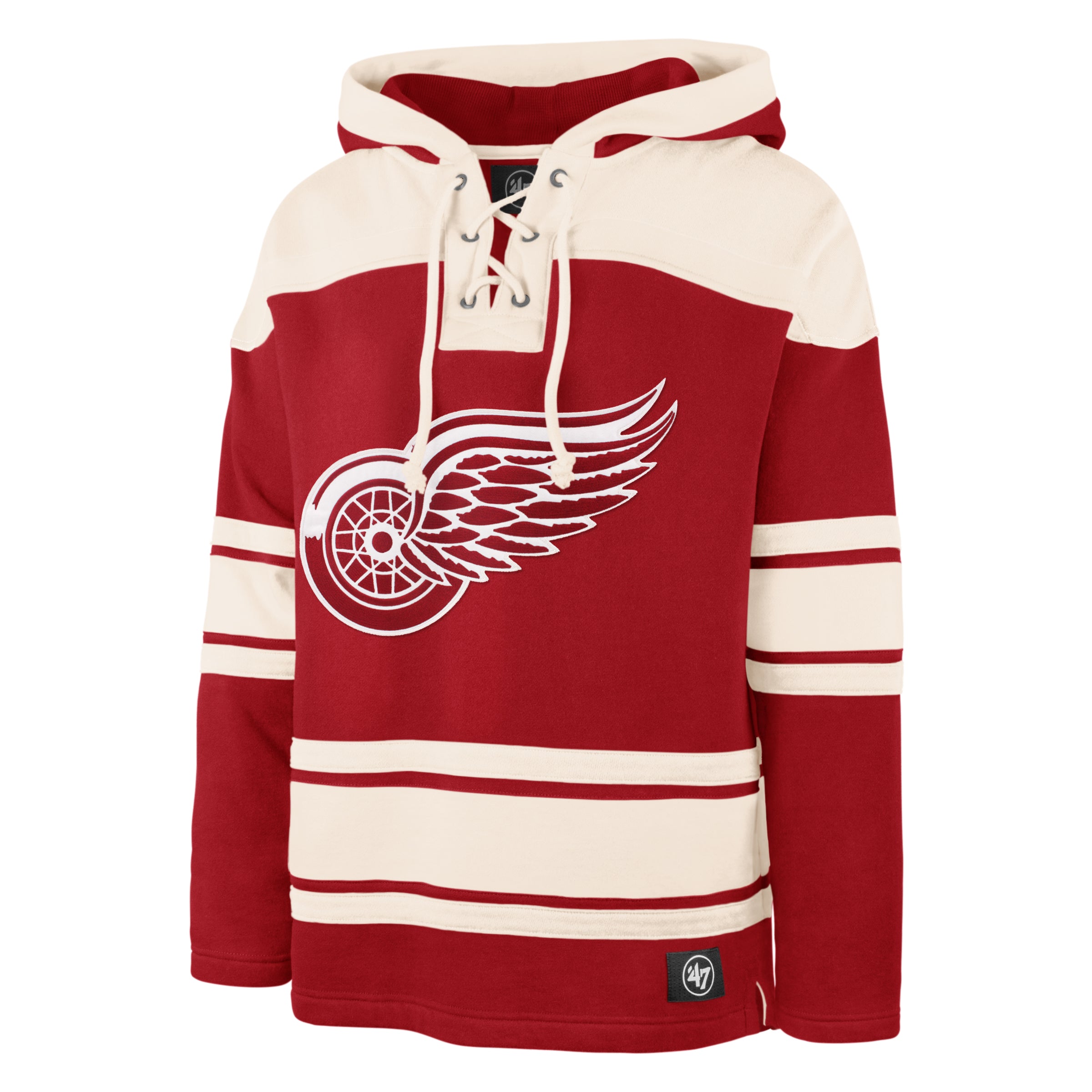 Sweat à capuche rouge épais Lacer des Red Wings de Detroit NHL 47 Brand pour hommes