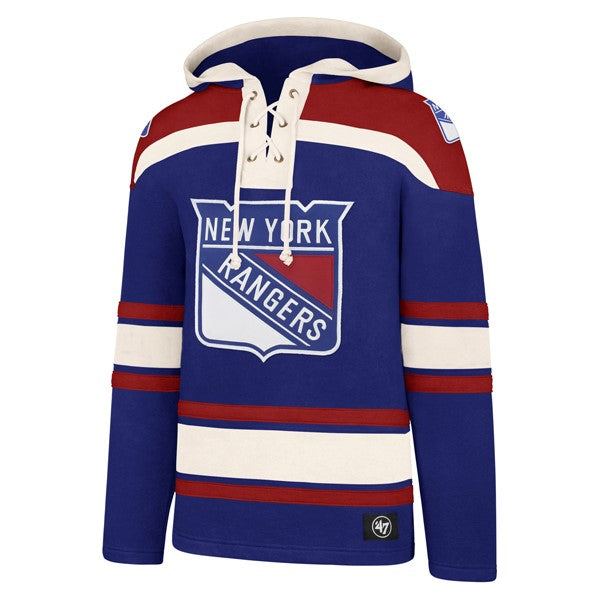 New York Rangers NHL 47 Brand Men's Navy Heavyweight Lacer Hoodie