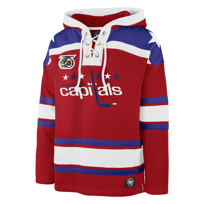 Washington Capitals NHL 47 Brand Men's Red Retro Freeze Superior Lacer Hoodie