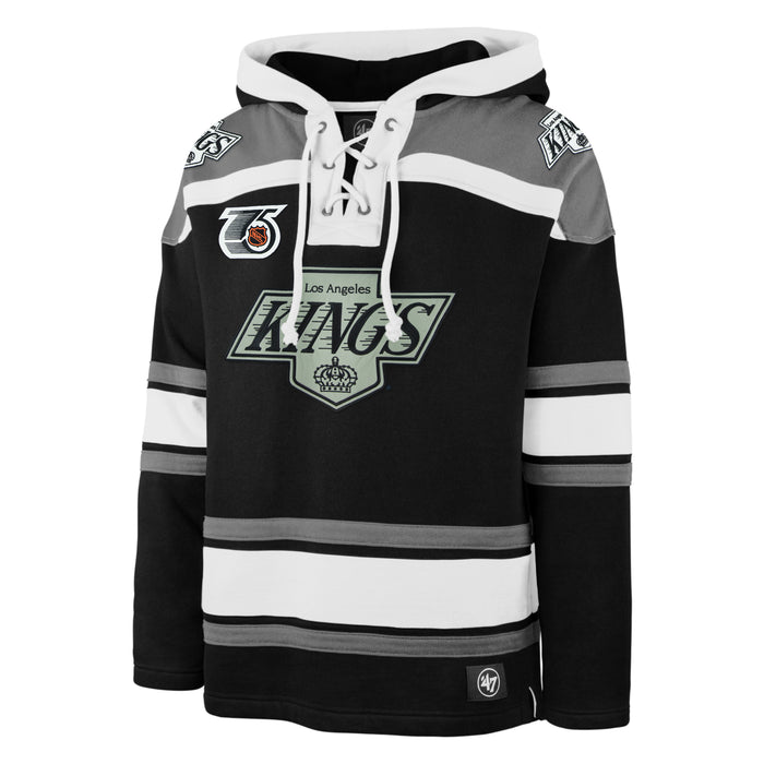 Los Angeles Kings NHL 47 Brand Men's Black Retro Freeze Superior Lacer Hoodie