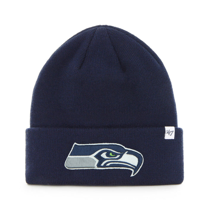 Seattle Seahawks NFL 47 Brand Men's Navy Raised Cuff Knit Hat