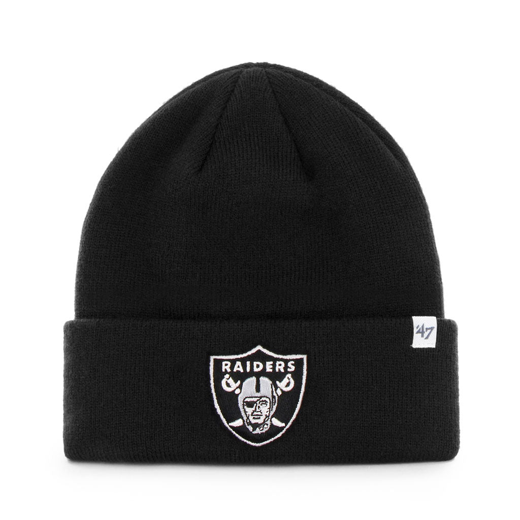 Las Vegas Raiders NFL 47 Brand Bonnet en tricot noir à revers surélevé pour hommes